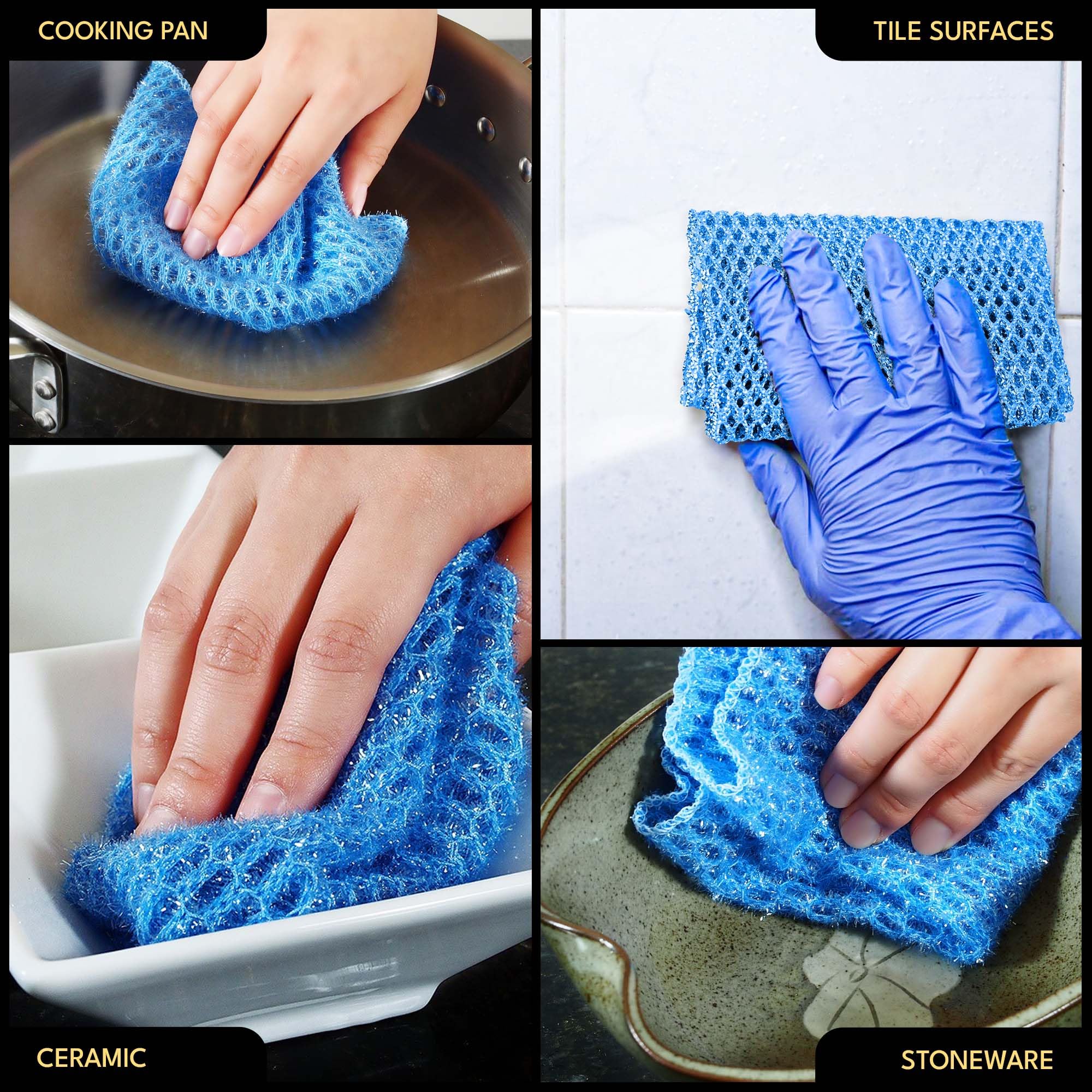 Eco-Friendly Dish Scrubbers - Non-Scratch Cleaning Pads for Pots, Pans & Dishes - Reusable Sponge Alternative - Kitchen Cleaning Supplies for Sinks & Countertops - Perfect for Daily Dishwashing & Tough Stains
