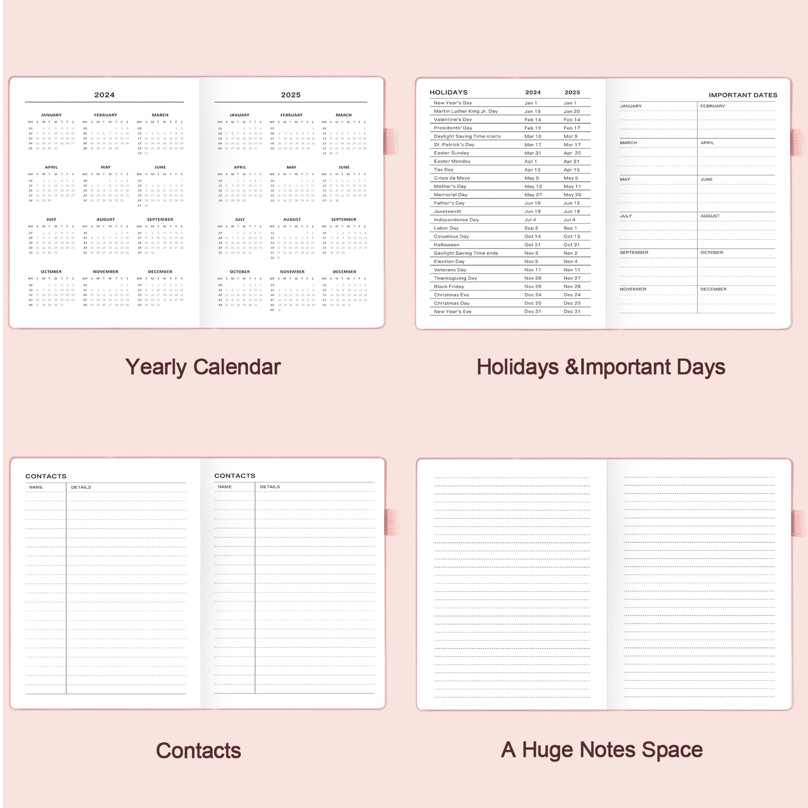 JUBTIC 2024-2025 Academic Planner - July 2024 to June 2025 Daily Weekly Monthly Organizer with Hourly Schedule, Soft Cover A5 (5.8