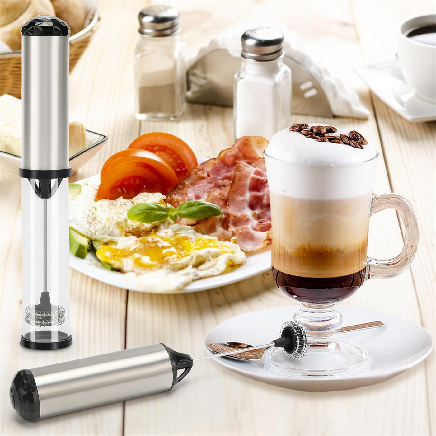 Rechargeable Handheld Milk Frother - Electric Whisk & Frother Wand for Coffee, Matcha, Latte, Cappuccino | Perfect for Home, Office & Cafe Use