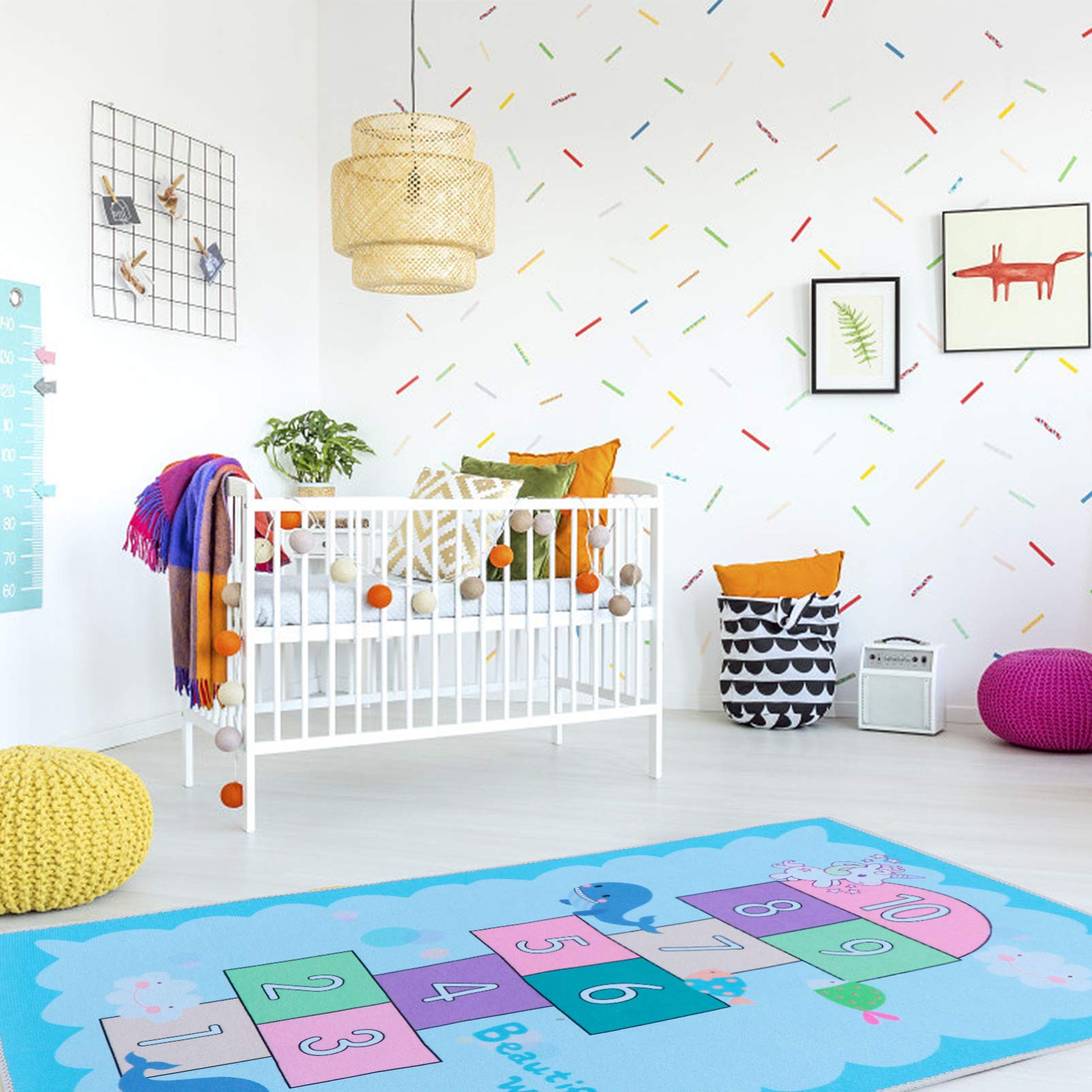 VOSAREA Non-Slip Kids Play Mat - Educational Counting Game Rug with Sensory Textures | Montessori Floor Carpet for Toddlers & Children | Perfect for Playrooms, Daycares & Homeschool Learning Activities