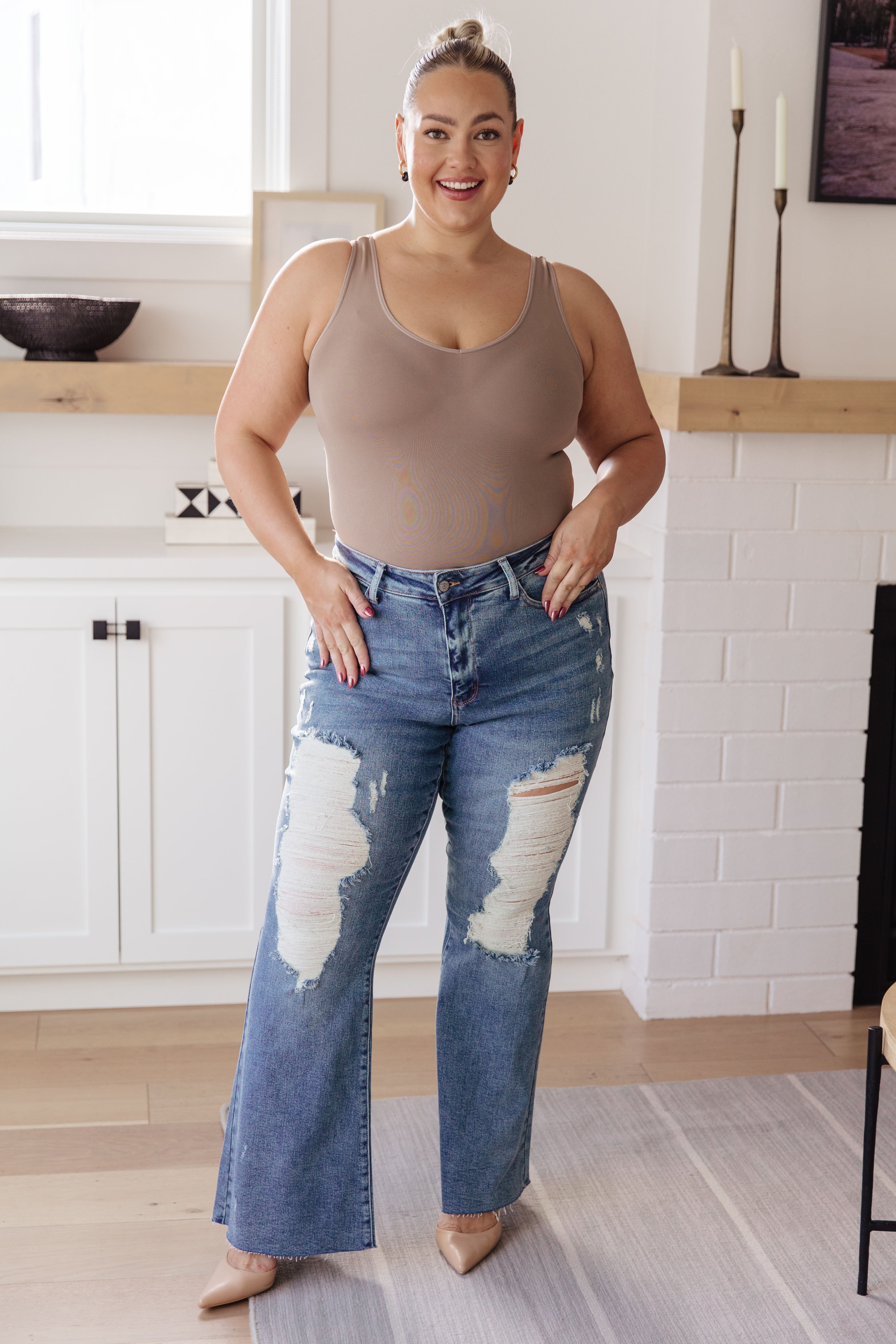 Judy Blue Kiana High Rise Heavy Destroy Flare Jeans for Women | Vintage Distressed Denim Pants | Perfect for Casual Wear, Date Night & Street Style Outfits