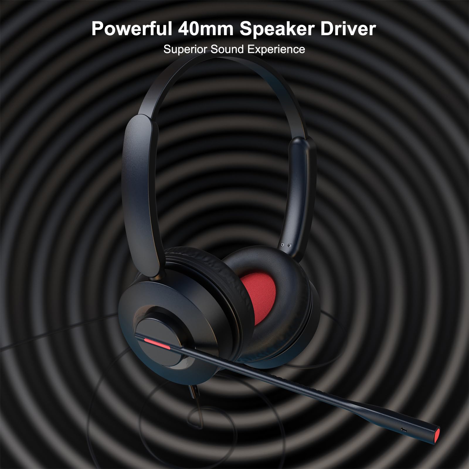 MAIRDI USB Headset with Microphone - Noise Cancelling PC Headset for Laptop, USB-A/USB-C Wired Computer Headset with Mute Button - Perfect for Business, Home Office, Call Centers, Teams, Zoom & Online Meetings (Comfortable Over-Ear Design)