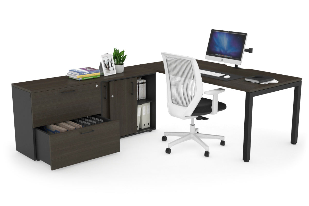 Quadro Square Executive Standing Desk Black Frame [1800L x 800W with Cable Management] - Perfect for Home Office & Modern Workspace Setup