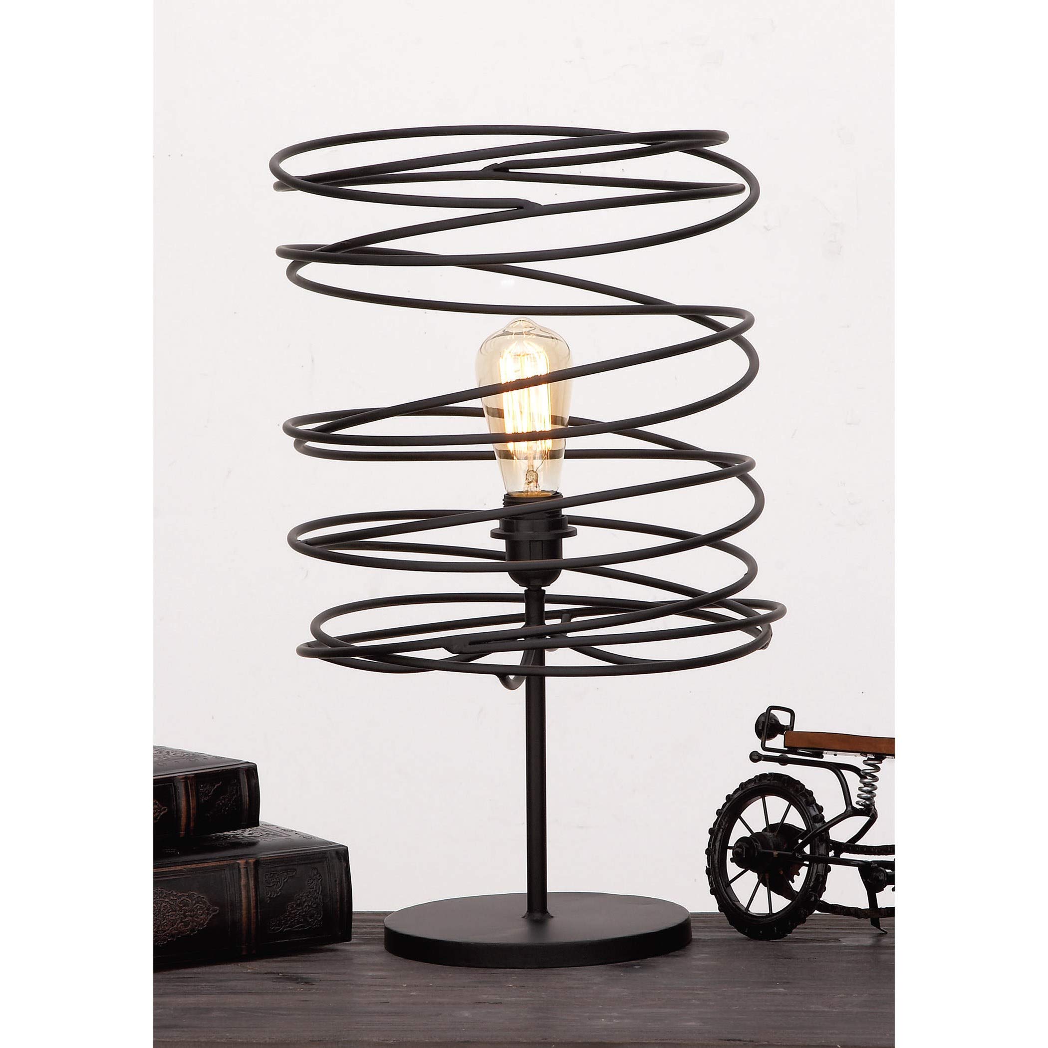 Vintage Industrial Black Coiled Lamp Shade - Spring Coil Design for Farmhouse, Office & Rustic Decor - Iron Lighting Fixture for Home, Cafe and Workspace