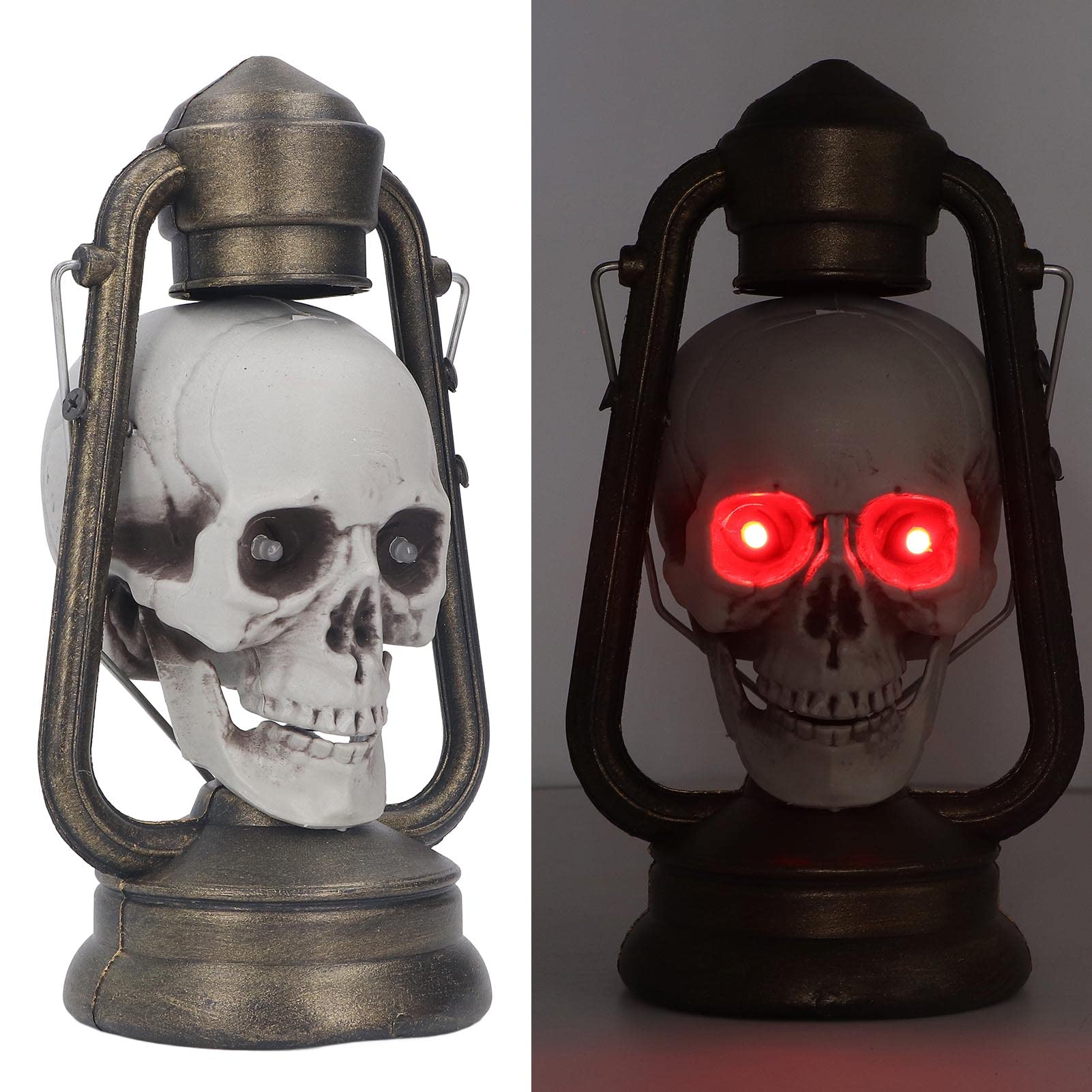 YEmirth LED Skull Statue Light - Halloween Decor with Glowing Eyes, Resin Skull Night Light for Haunted House Party, Bar Table & Desk Decoration - Perfect for Spooky Home Decor, Horror Theme Parties & Holiday Lighting