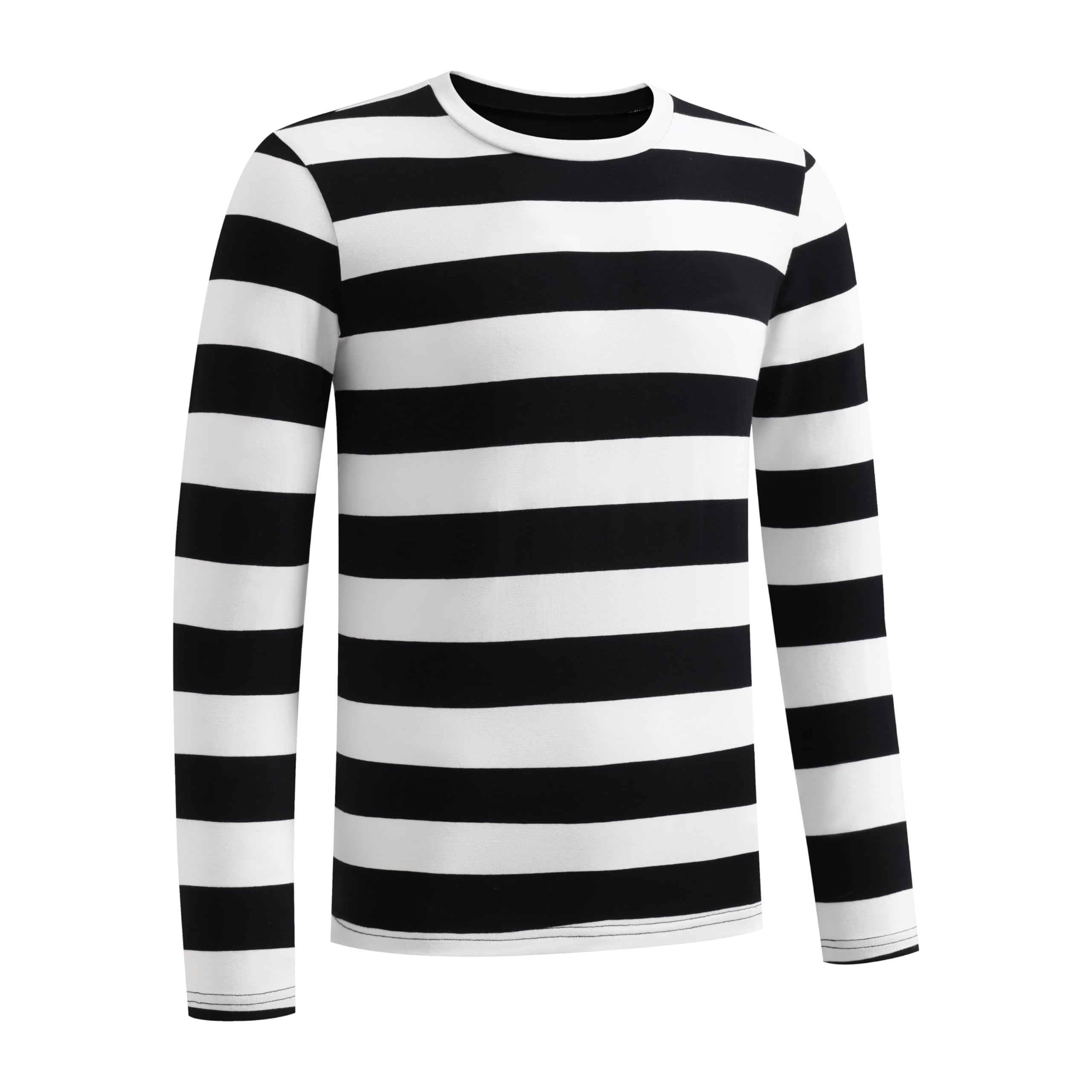 Men's Classic Long Sleeve Striped Crewneck T-Shirt - Casual Comfort Fit Cotton Shirt for Everyday Wear, Work & Outdoor Activities