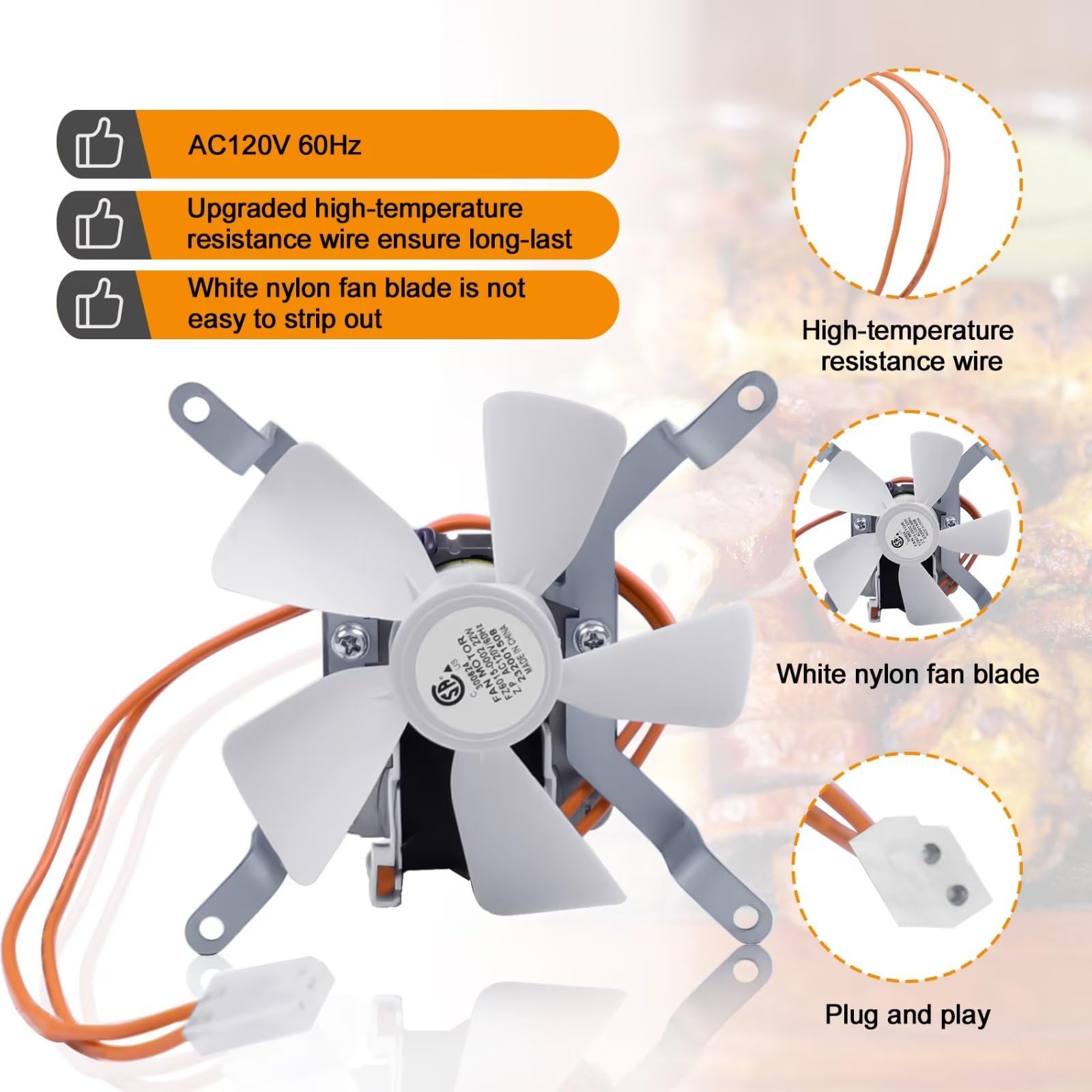Upgraded AC120V 60Hz Grill Induction Fan Replacement Kit for Pit Boss, Traeger, Camp Chef & Z Grills Pellet Smokers - High Performance Combustion Fan Part for Wood Pellet Grills (Perfect for Backyard BBQs, Camping & Outdoor Cooking)