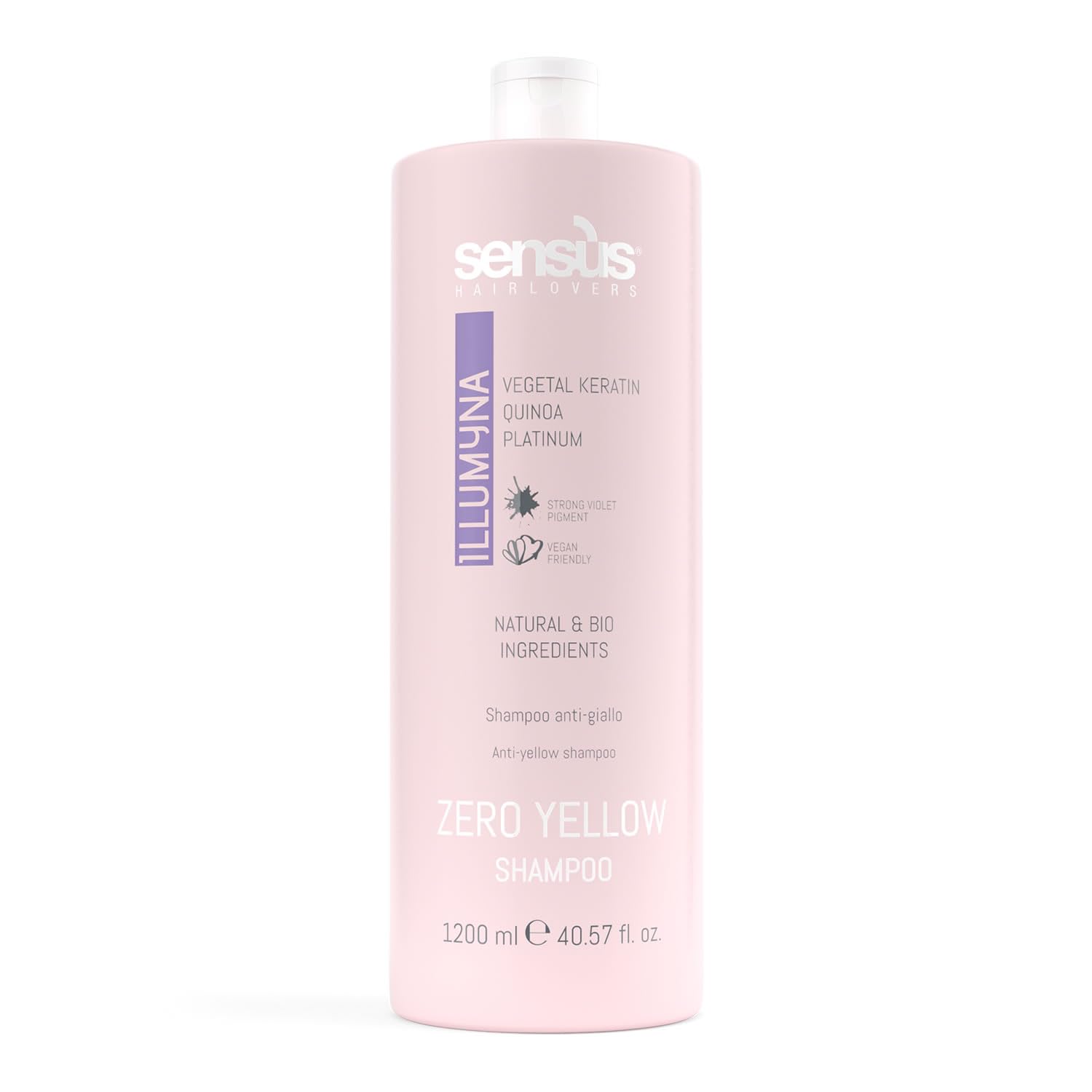 Zero Yellow Shampoo for Blonde & Gray Hair - 1200ml Purple Shampoo to Neutralize Brassy Tones & Brighten Hair - Perfect for Color-Treated, Bleached or Highlighted Hair at Home or Salon