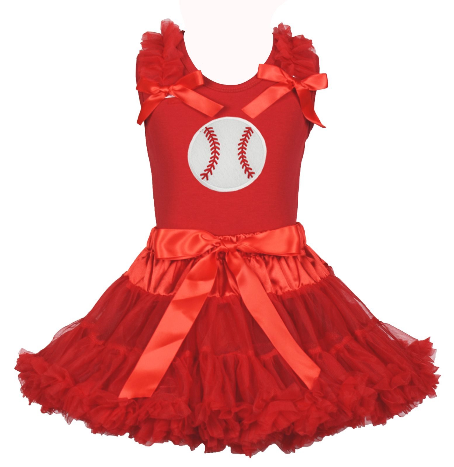 Petitebella Women's Baseball Style Red T-Shirt and Skirt Set - Casual Outfit for Sports, Games & Everyday Wear