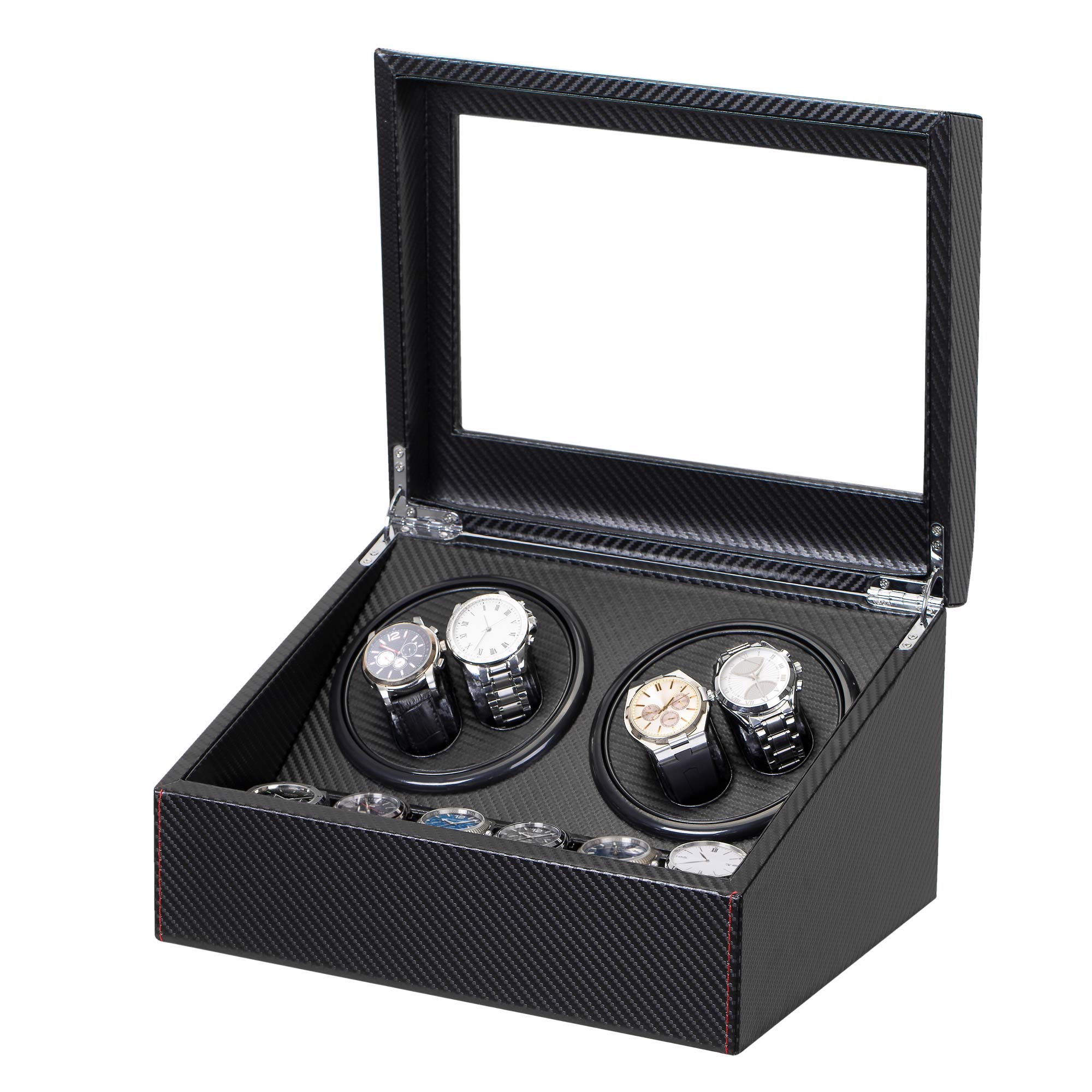 Luxury Automatic Watch Winder - 4 Motors, 6 Pillows for Men/Women | Quiet Display Case for Watch Collection