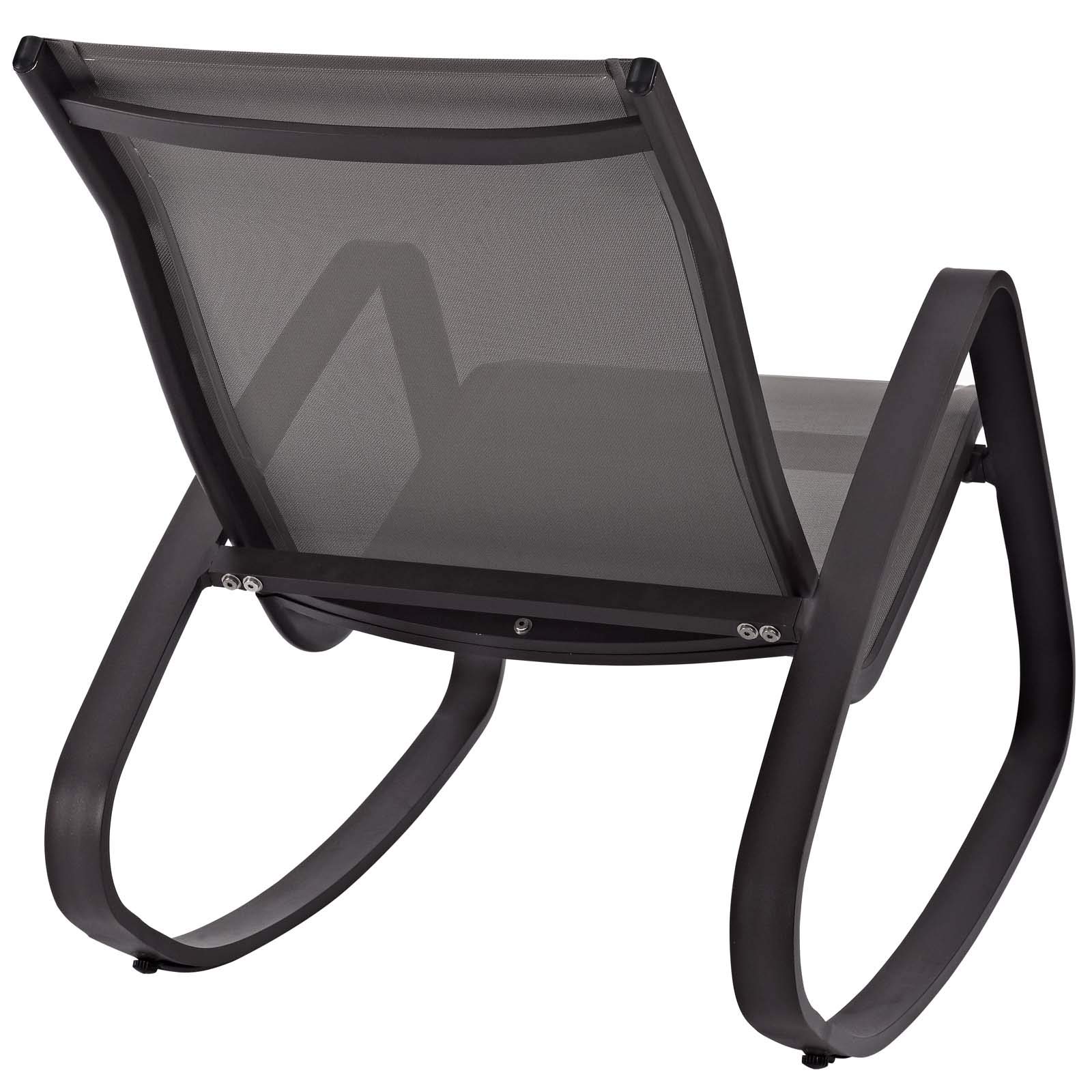 Modway Traveler Outdoor Patio Aluminum Mesh Rocking Chair - Black Sling Glider for Lawn, Garden & Poolside Relaxation
