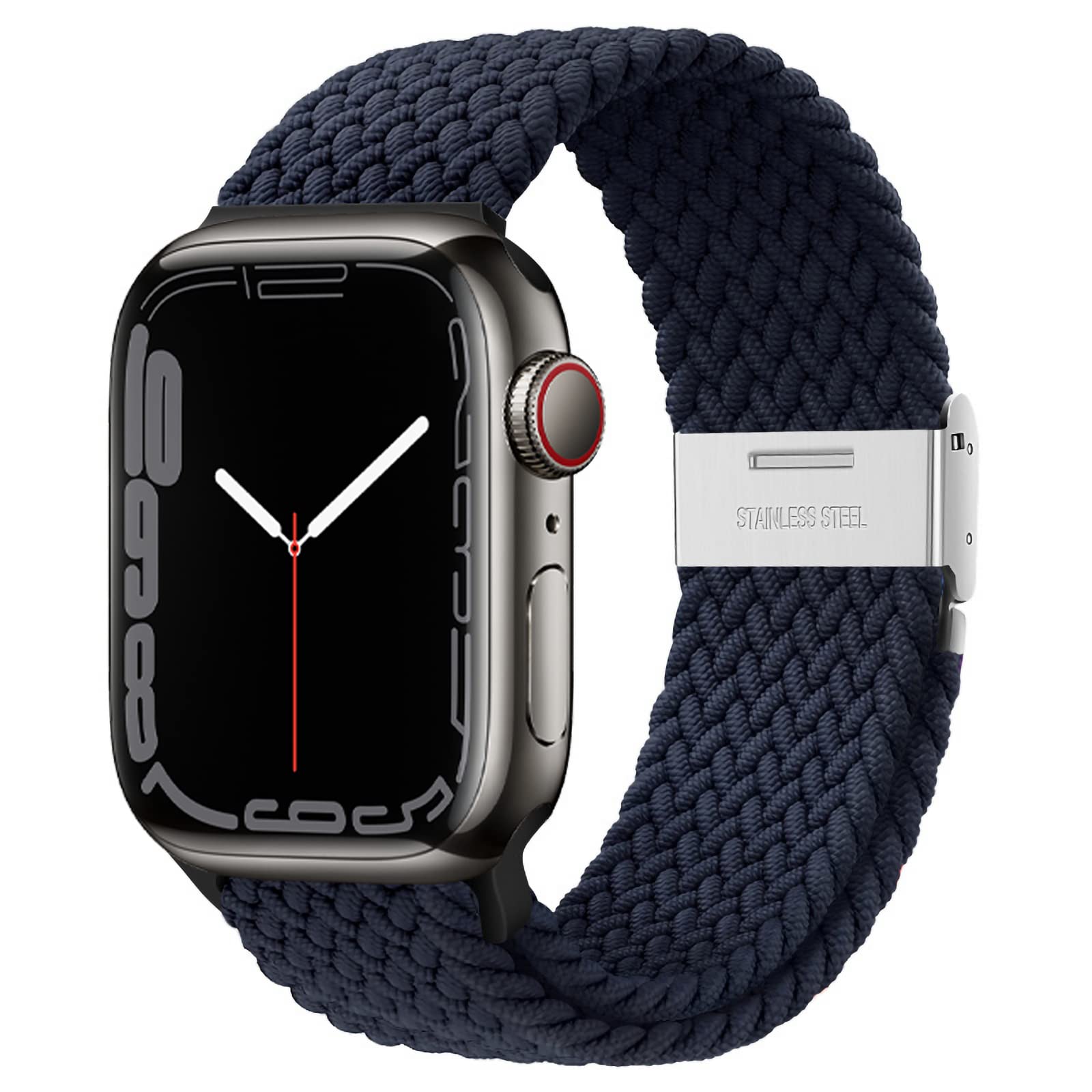 Braided Nylon Apple Watch Bands for Women & Men - Compatible with Apple Watch Series 9/8/7/6/5/4/3/2/SE, Ultra/Ultra 2 (38mm/40mm/41mm/42mm/44mm/45mm/49mm) - Adjustable, Breathable Replacement Strap for Workout, Running & Everyday Wear