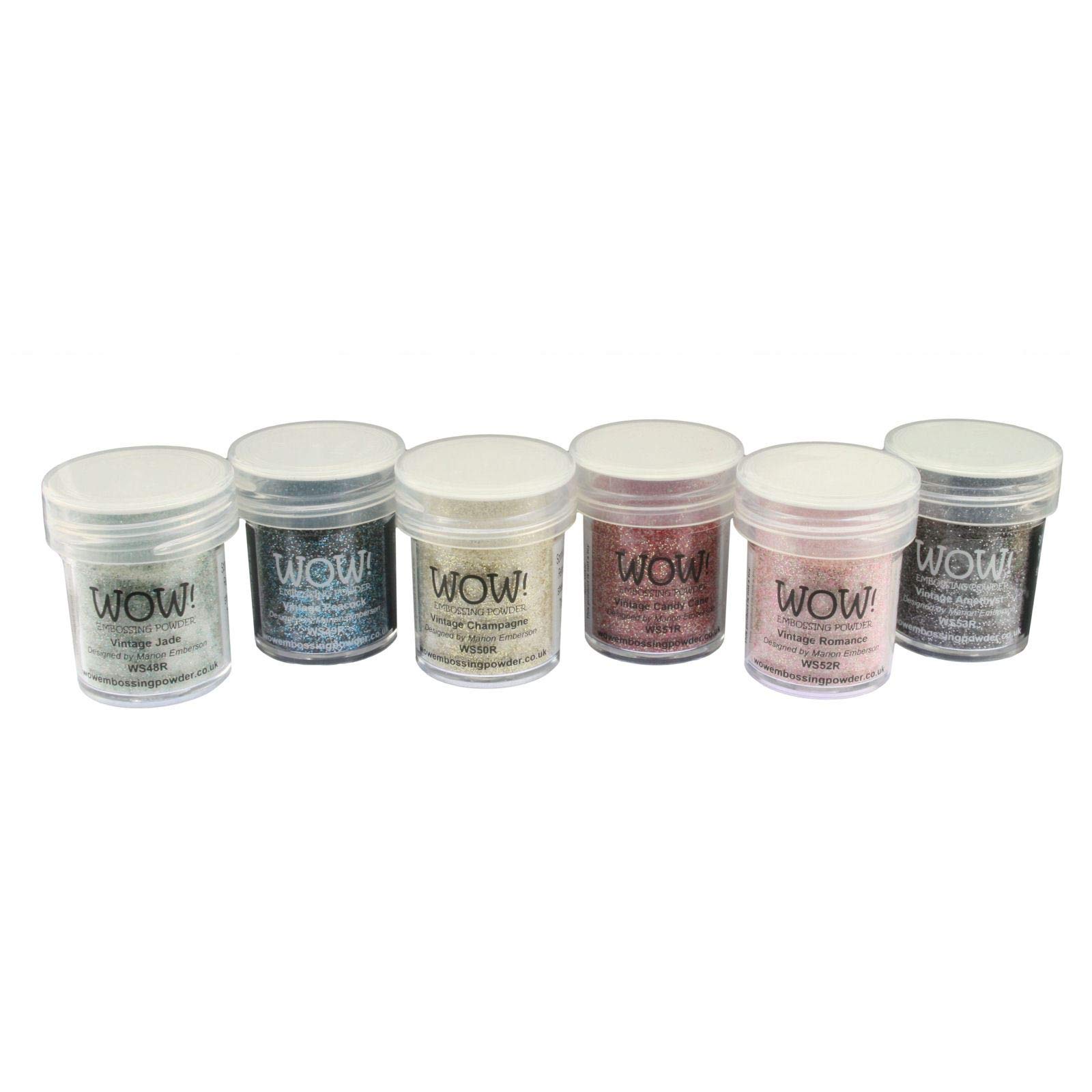 6-Piece Glitter Embossing Powder Set - Vintage Collection for Card Making, Scrapbooking & DIY Crafts