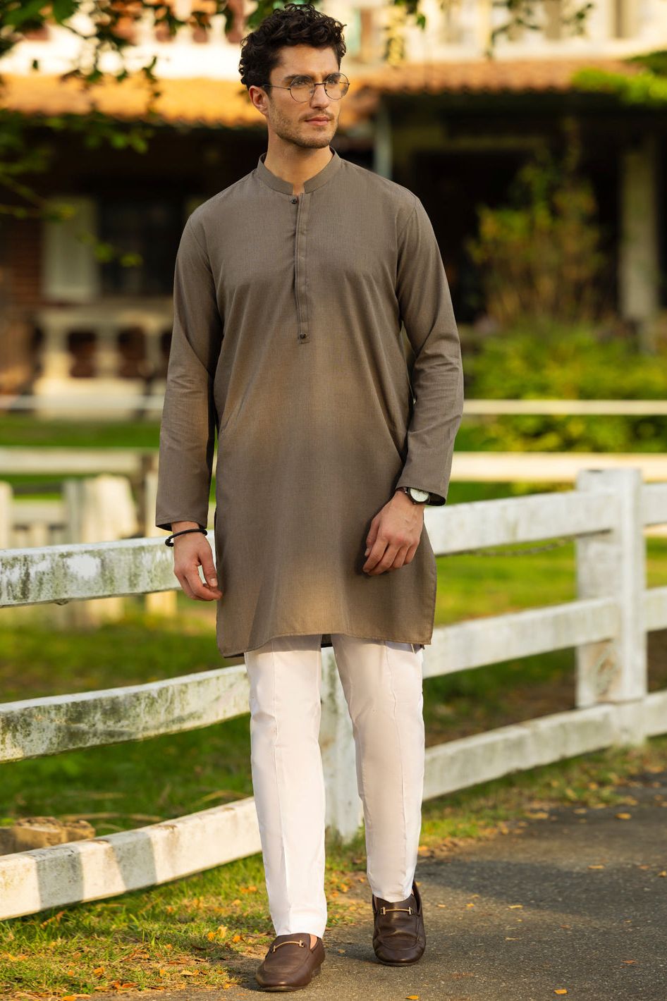 Stylish Blended Brown Kurta for Men & Women | Comfortable Cotton Ethnic Wear | Perfect for Festivals, Weddings & Casual Outings