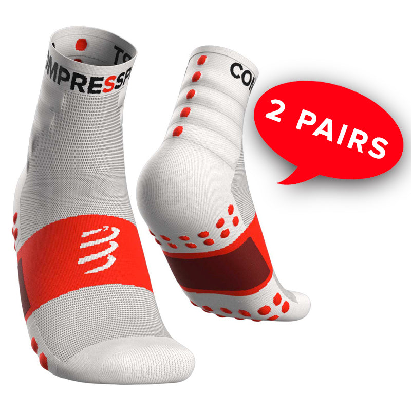 Compressport Performance Training Socks 2-Pack - White (XU00001B_001) | Moisture-Wicking Athletic Socks for Running, Gym & Sports | Breathable Comfort for Men & Women