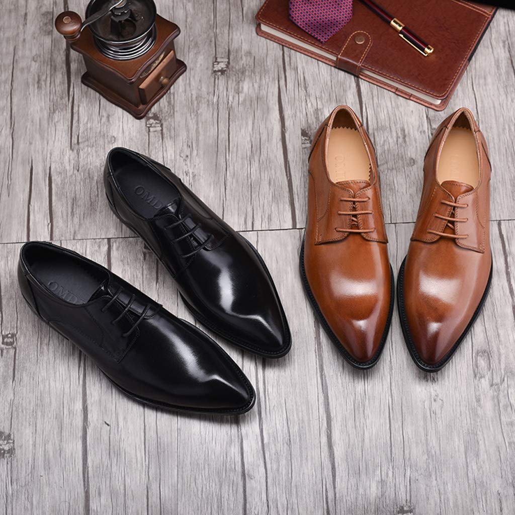 Premium Men's Business Leather Dress Shoes - Handmade Formal Captain Shoes for Work, Party & Banquet - Black (Size 40/UK 7/US 7.5) - Ideal for Office, Weddings & Special Occasions