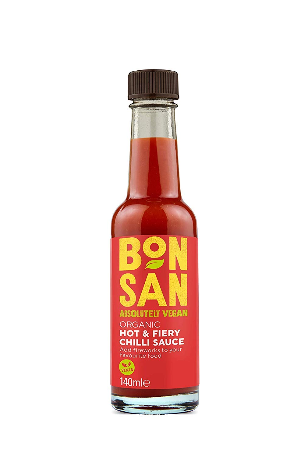 Bonsan Organic Hot & Fiery Chili Vegan Sauce - 4.73 fl oz - Gluten-Free, Non-GMO, Plant-Based Condiment for Tacos, Pizza & Asian Cuisine