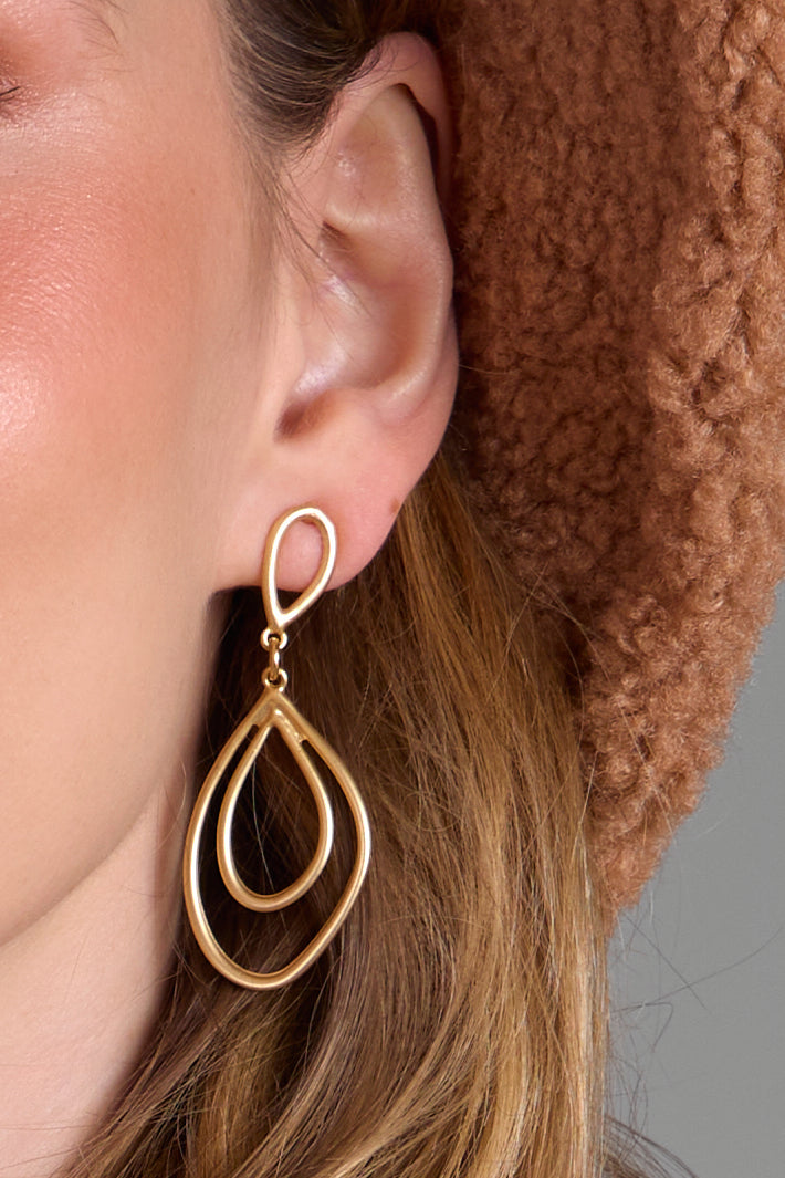 Elegant Open Double Oval Abstract Dangle Earrings for Women - Boho Chic Statement Jewelry for Parties, Weddings & Everyday Wear