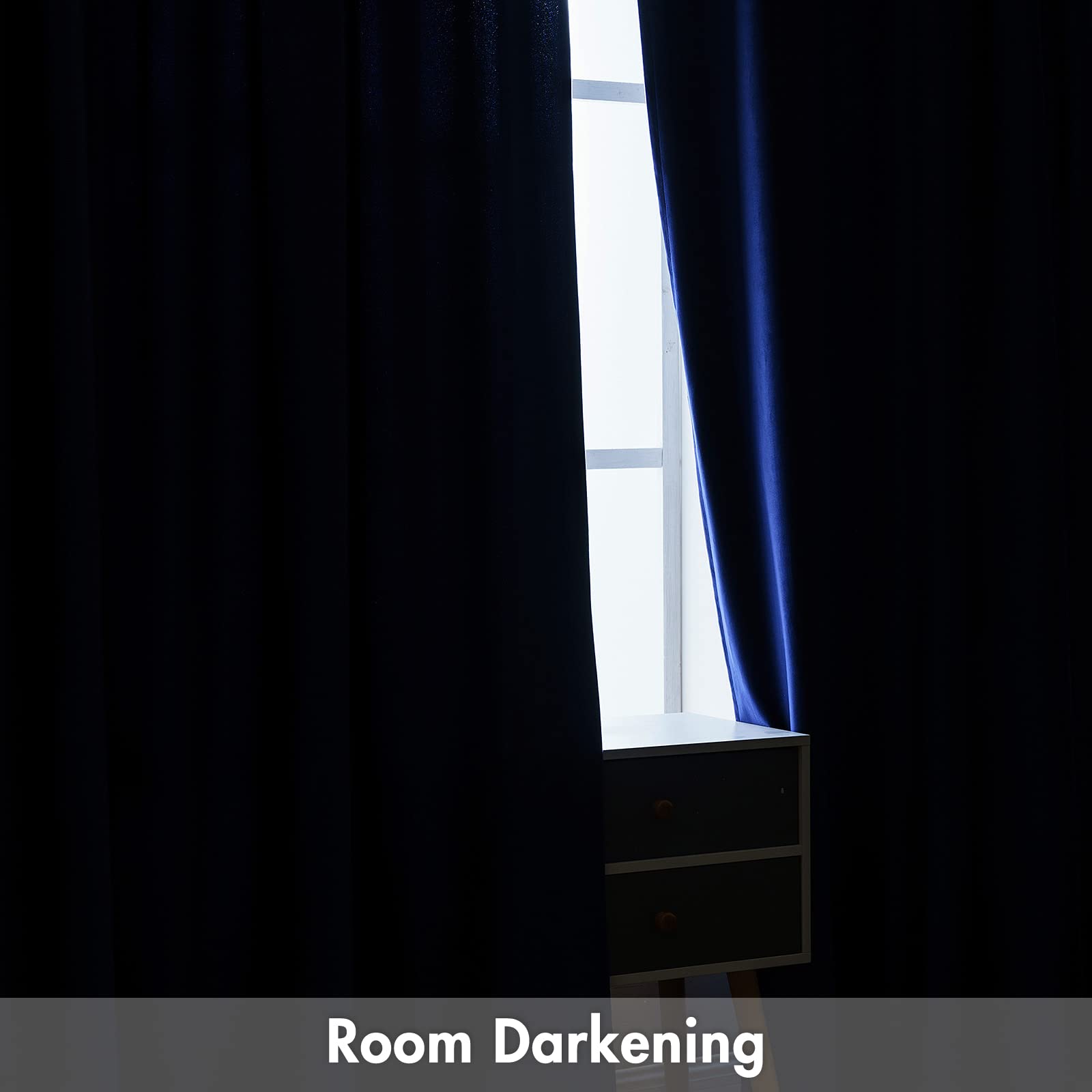 MIULEE Royal Blue Velvet Thermal Insulated Blackout Curtains - 108 Inch Long Rod Pocket Drapes for Bedroom & Living Room (Set of 2 Panels) - Perfect for Home Theater, Nursery & Light-Sensitive Sleepers