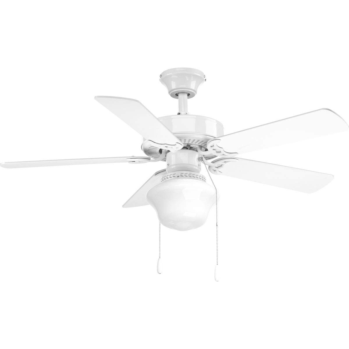Progress Lighting P2500-30 AirPro 42-Inch White Ceiling Fan with Remote Control - Energy Efficient Indoor Cooling for Living Room, Bedroom & Office