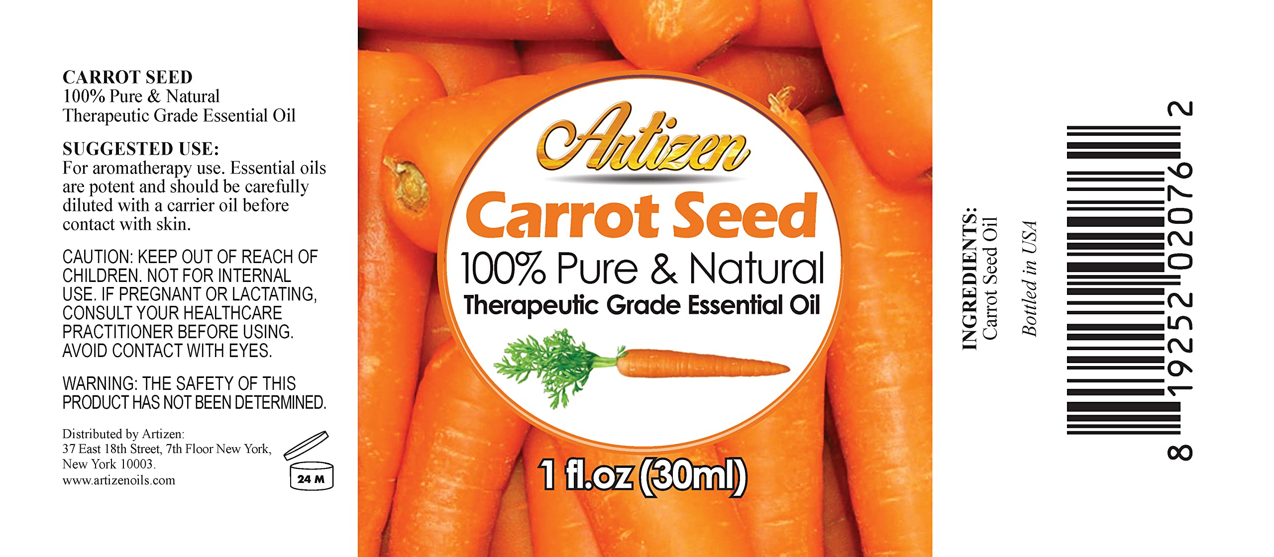 Artizen 30ml Pure Carrot Essential Oil - 1 Fluid Ounce for Aromatherapy, Skincare & Hair Care