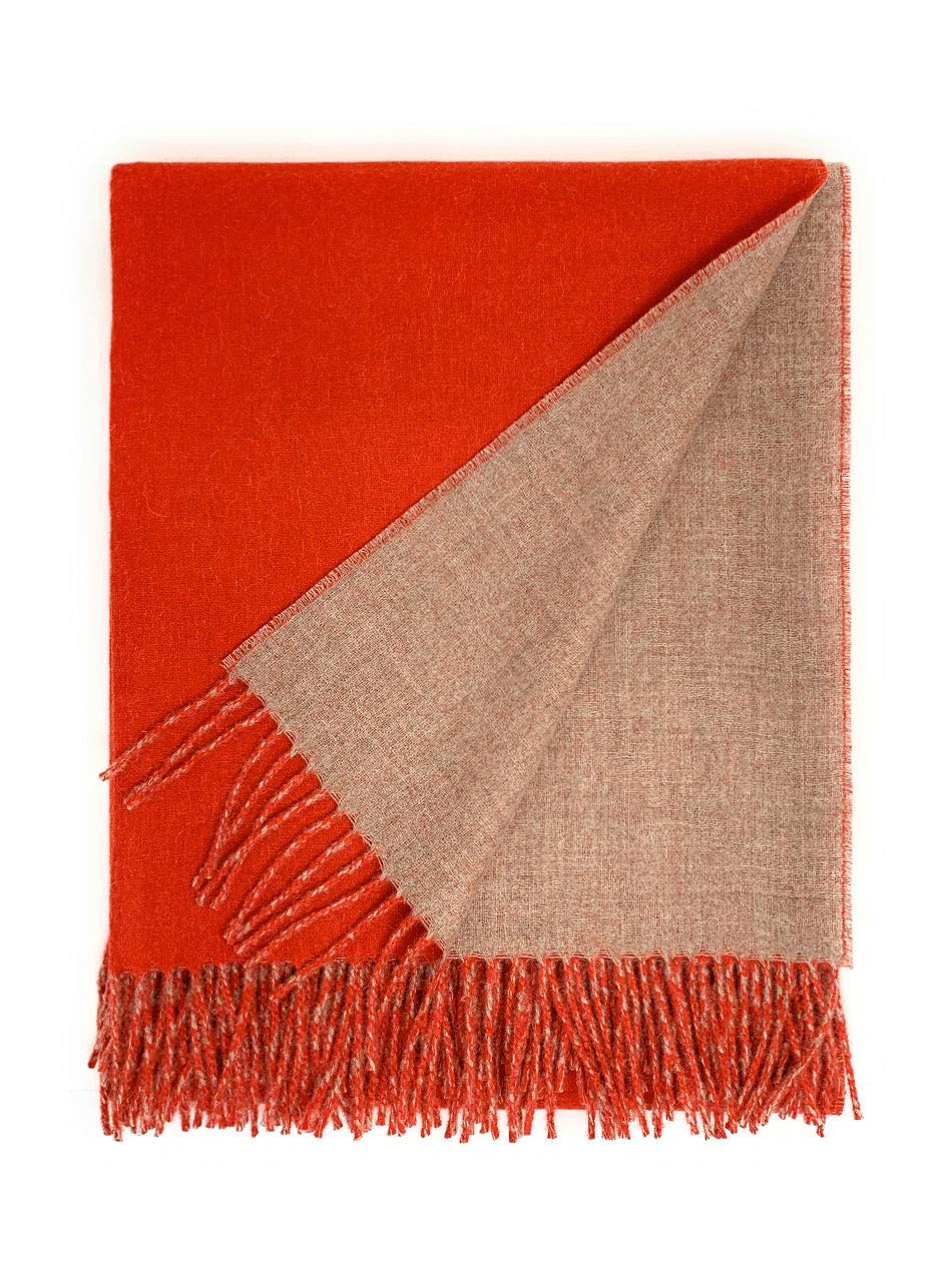100% Baby Alpaca Wool Sofa Throw Blanket - Hypoallergenic, Dye-Free, Two-Sided Design - Ultra Soft & Warm for Living Room, Bed, or Travel - Perfect for Snuggling, Gifts, and Cozy Evenings (Sugar/Spice Color)