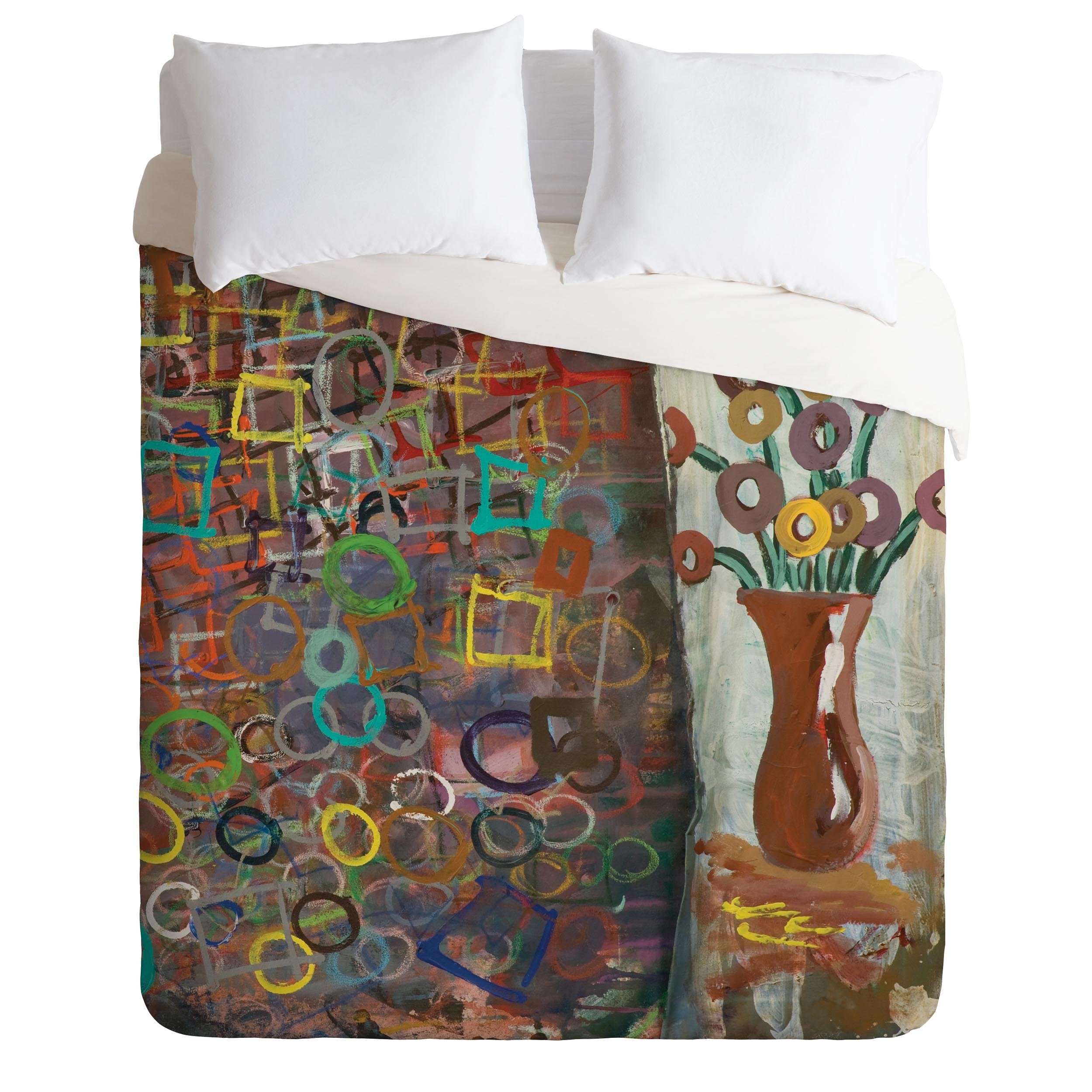 Deny Designs Kent Youngstrom Circle Vase Duvet Cover King Size - Modern Bohemian Bedding Set for Master Bedroom Decor, Perfect for Boho Chic Home Styling and Guest Room Makeover