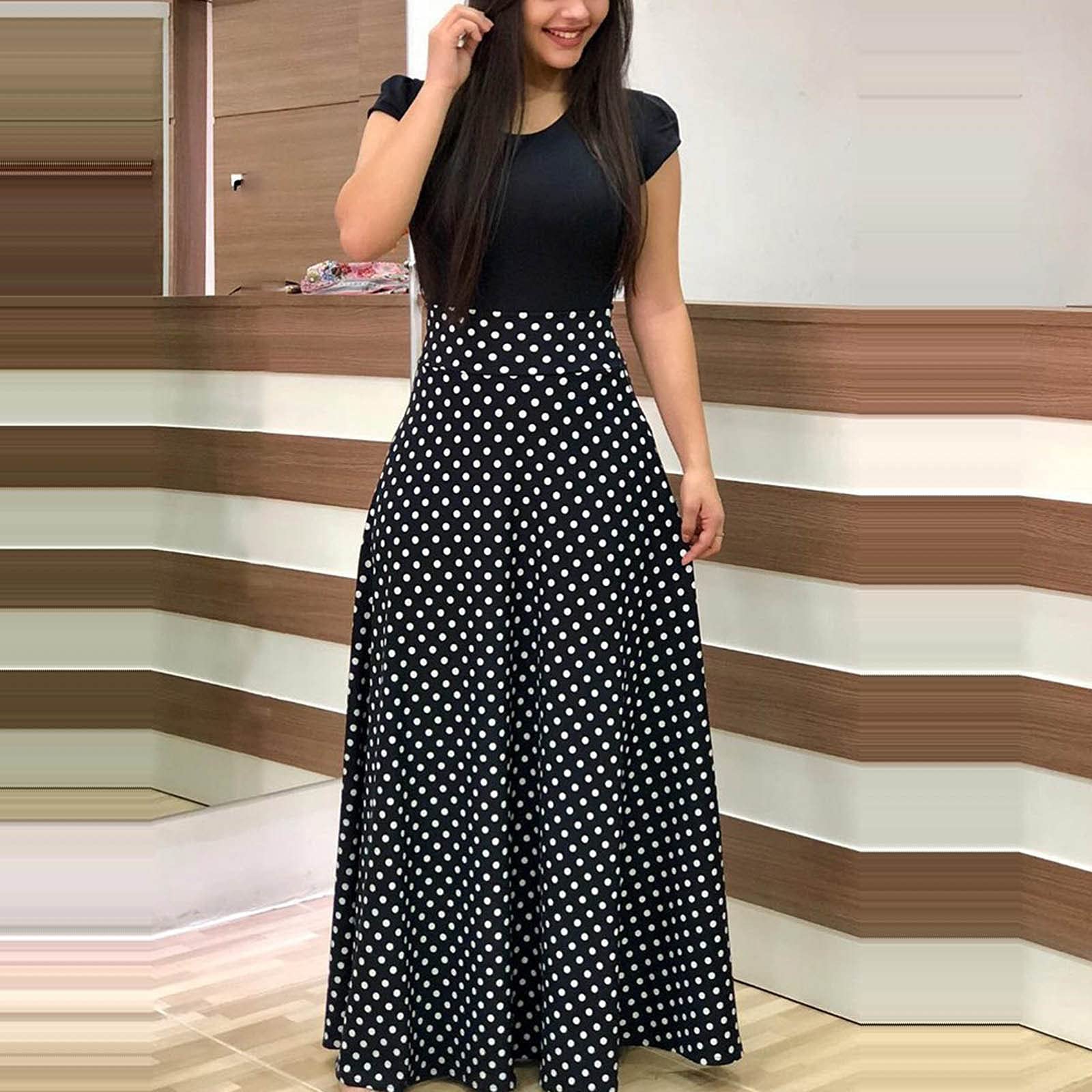 2024 Women's Summer Dresses - Floral Printed Short Sleeve Formal Graduation Dress Plus Size | Perfect for Beach Vacations, Garden Parties & Special Occasions