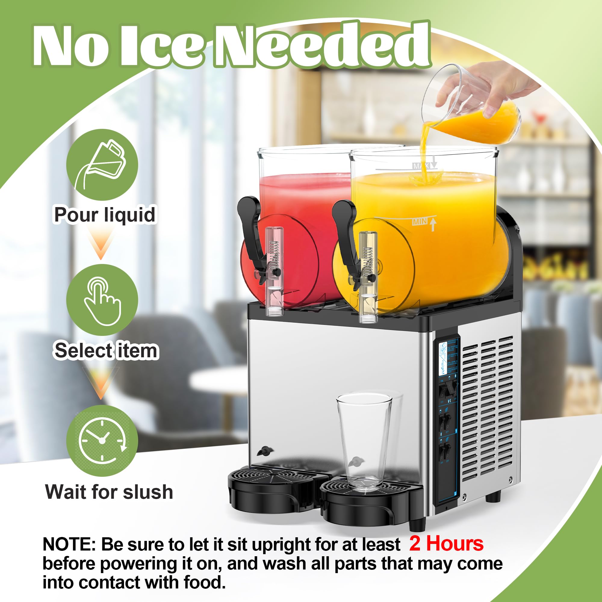 Commercial Slushie Machine 12L x 2 Tank - 24L Frozen Drink Maker for Cocktails, Margaritas, Smoothies & Milkshakes | No Ice Needed | Perfect for Restaurants, Bars, Cafés & Party Events