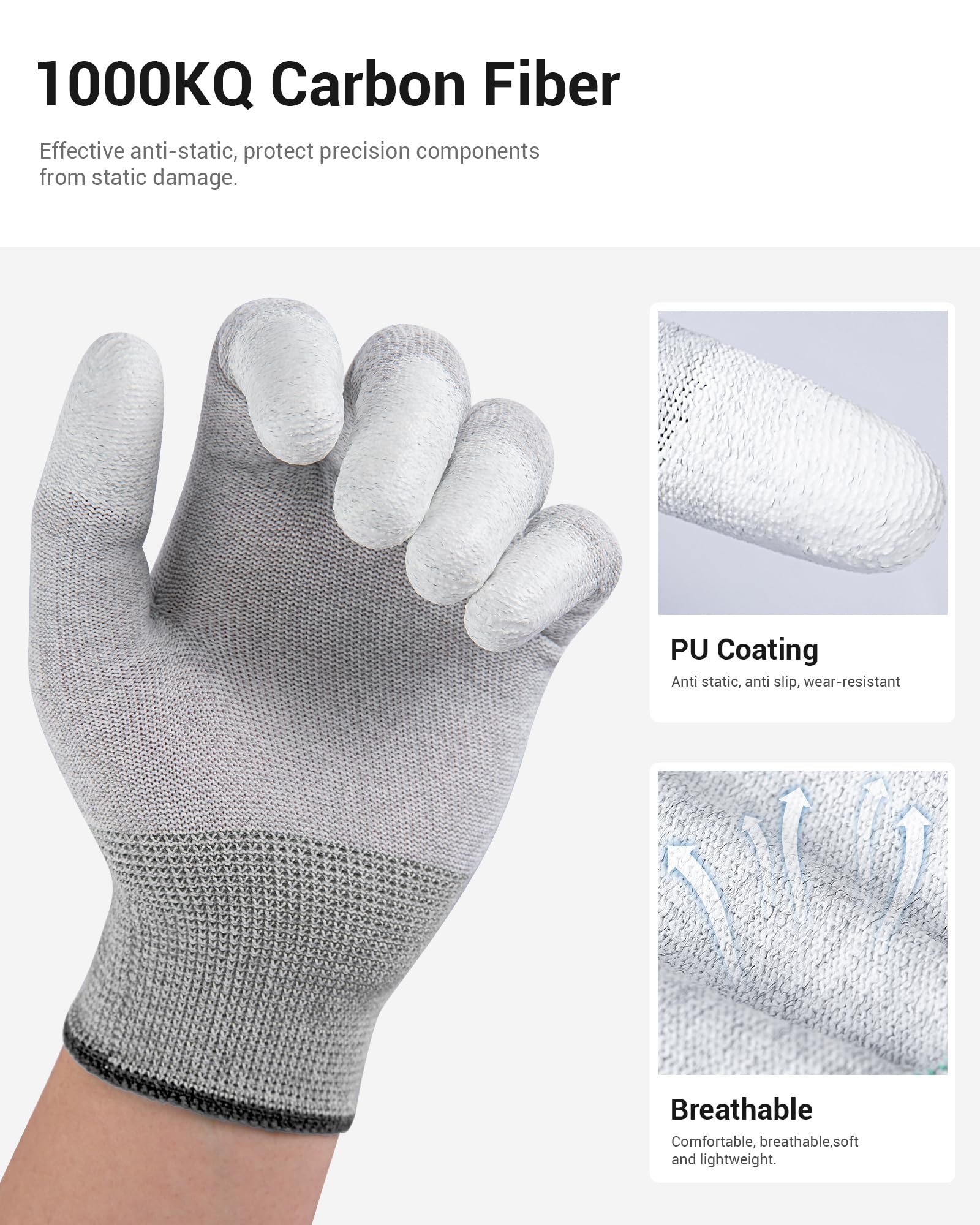 ThxToms ESD Anti Static Gloves - Carbon Fiber Computer Repair Gloves for Electronics Protection | Safe PC, Laptop & Circuit Board Maintenance Accessories