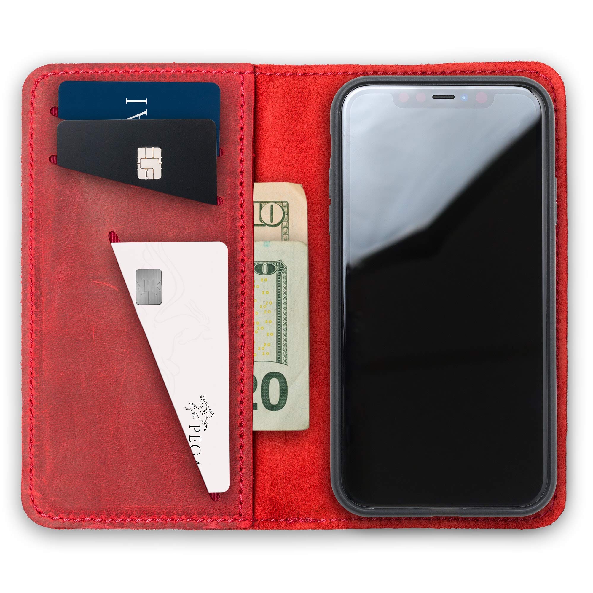 Premium Personalized 100% Genuine Leather Wallet Case for iPhone 11 - RFID Blocking Card Holder & Built-in Screen Protector | Handmade Magnetic Protective Phone Cover | Perfect for Business Travel & Everyday Use