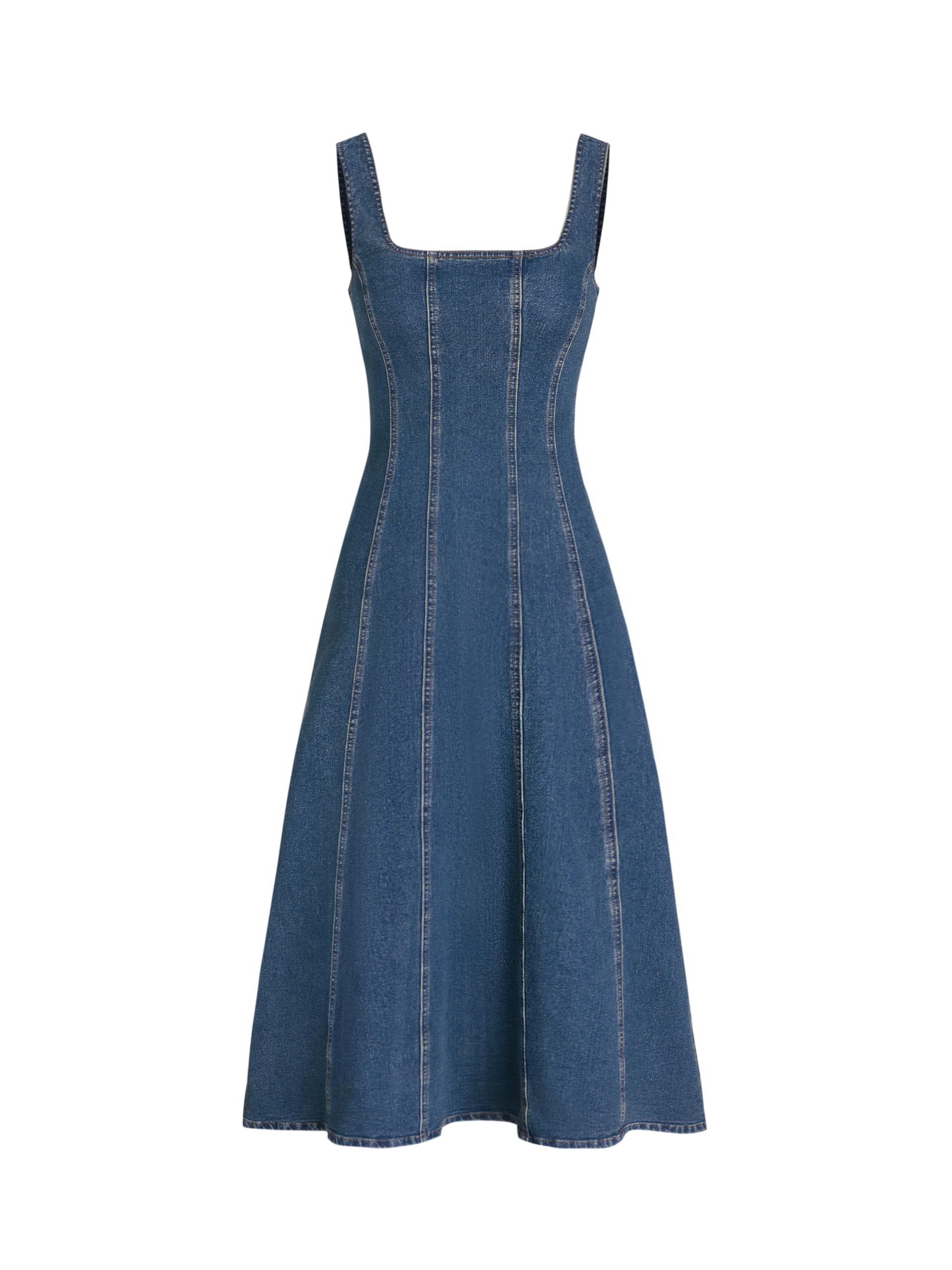 Cider Women's Denim Ruffle Cami Maxi Dress - Boho Summer Beach Dress for Vacation, Date Night & Casual Outings