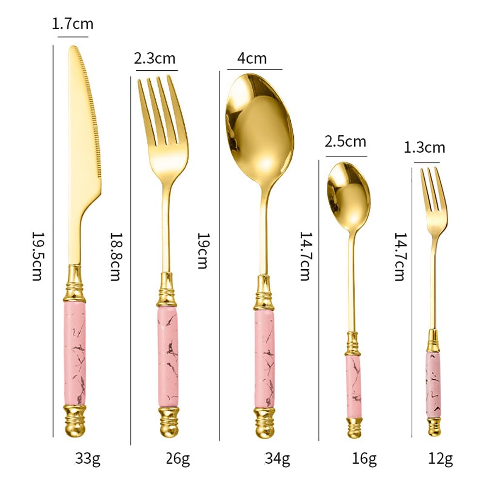 20-Piece Stainless Steel Flatware Set for 4 - Heavy Duty Pink Silverware with Steak Knives, Forks & Spoons - Food Grade Cutlery Set - Perfect for Wedding Gifts & Housewarming - Ideal for Dining, Entertaining & Everyday Use