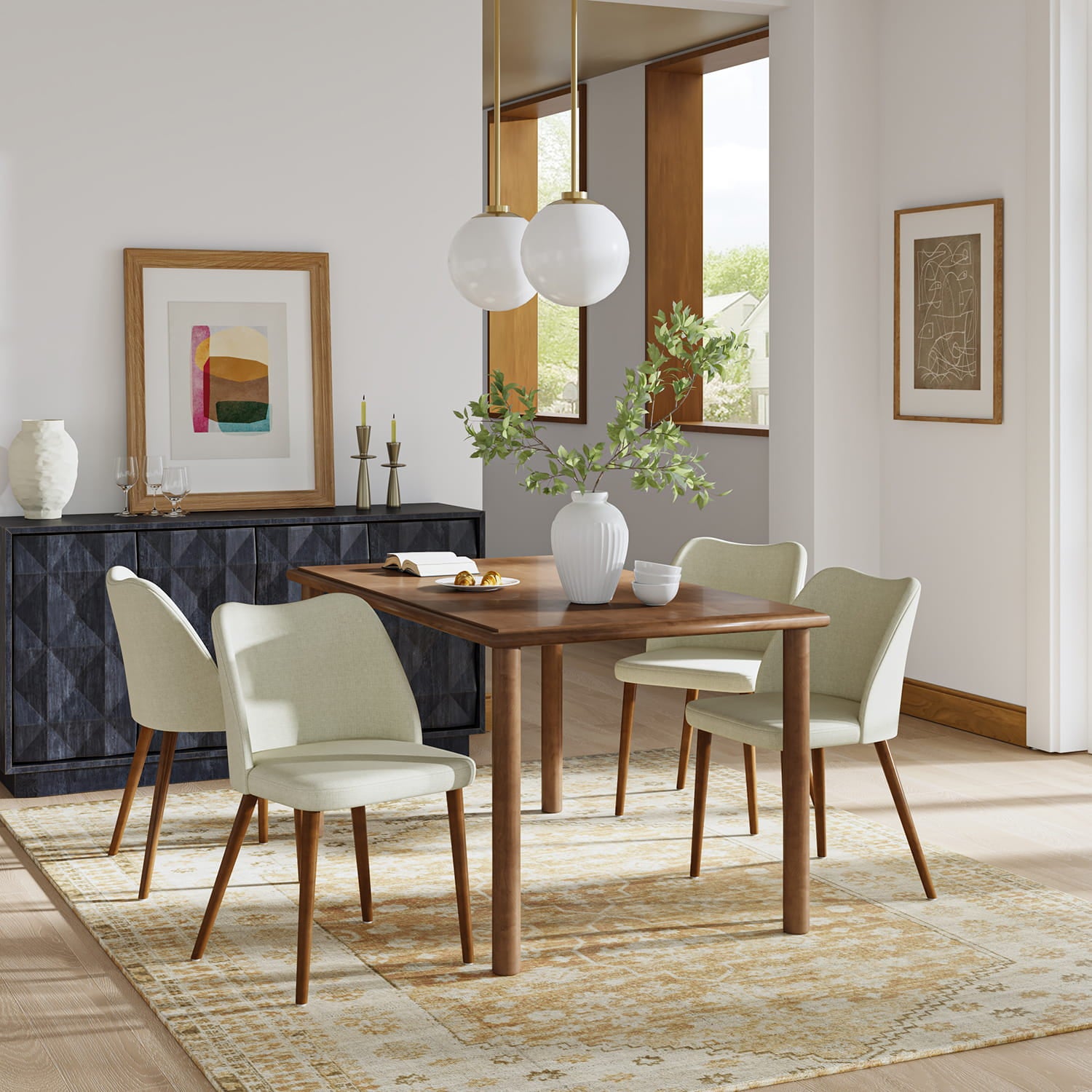 Mid Century Modern Upholstered Dining Chairs - Diana Collection | Stylish Upholstered Side Chairs for Kitchen, Dining Room & Office | Comfortable & Elegant Seating Solution
