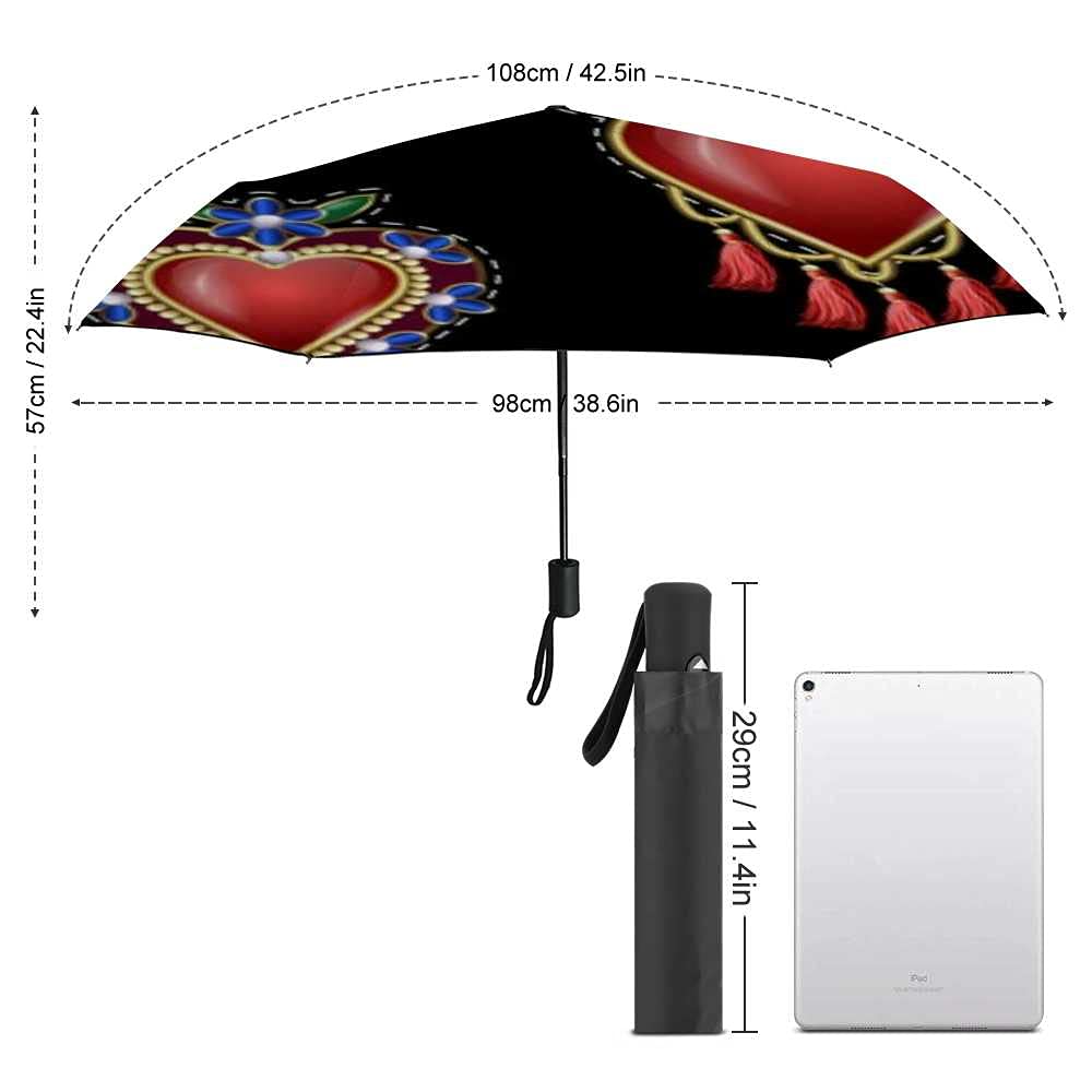 Windproof Travel Umbrella with Peacock Feather Design - Compact Folding Automatic Open Close Rain Umbrella for Men & Women - Perfect for Golf, Travel, and Everyday Use