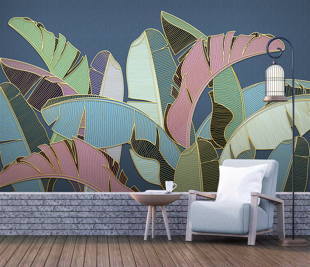 Vibrant Tropical Leaf Wallpaper Murals - Exotic Jungle & Palm Leaf Design for Living Room, Bedroom & Home Decor