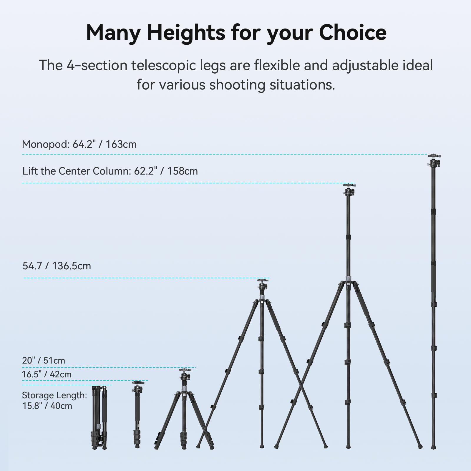 SmallRig AP-20 Carbon Fiber Tripod 62.2