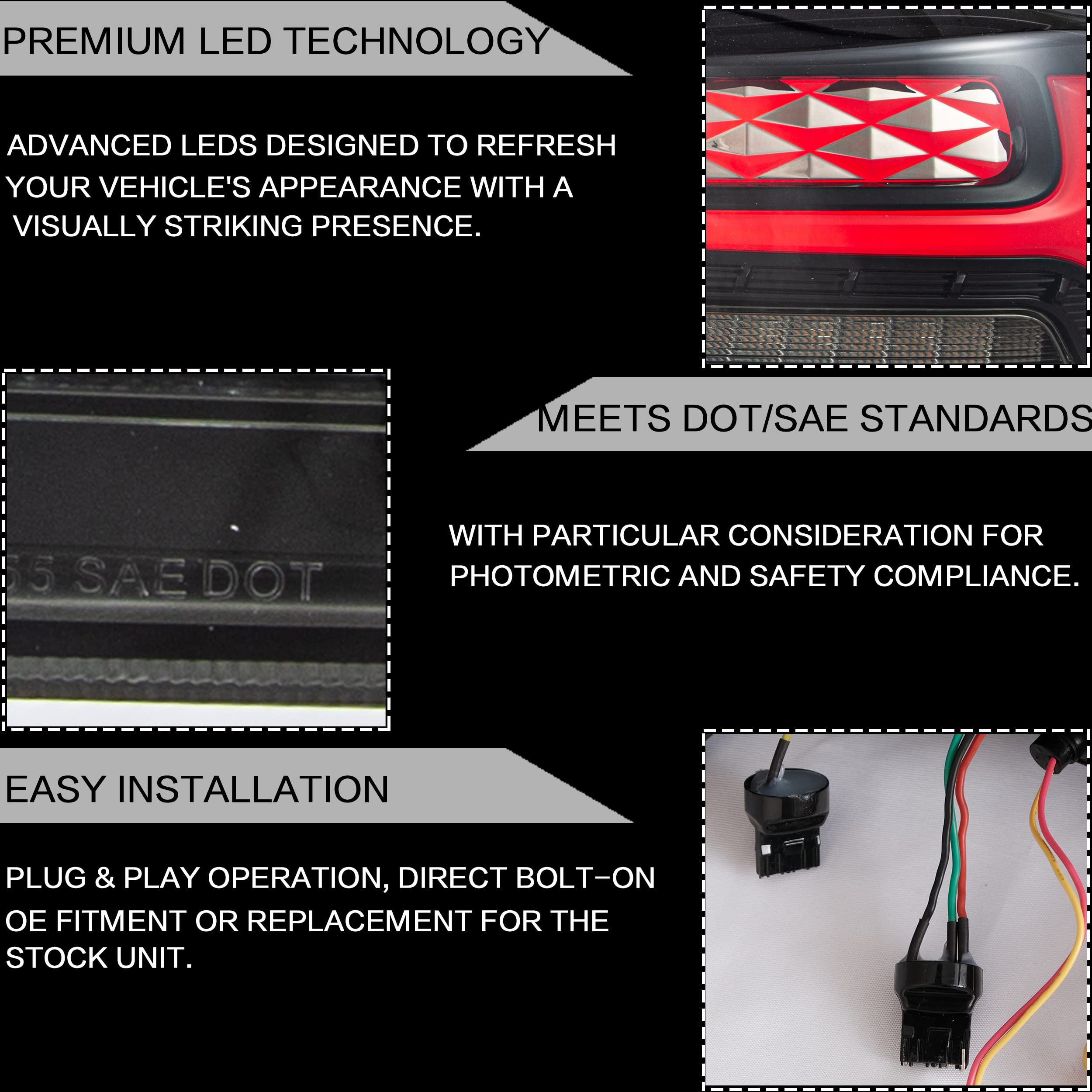 VLAND LED Tail Lights Assembly for Mitsubishi Lancer & EVO X 2008-2020 - Dynamic Sequential Turn Signal, Smoked Lens, Plug & Play (Not Fit Sportbacks/Fortis/IO) - Upgrade Your Car's Style & Safety for Night Driving