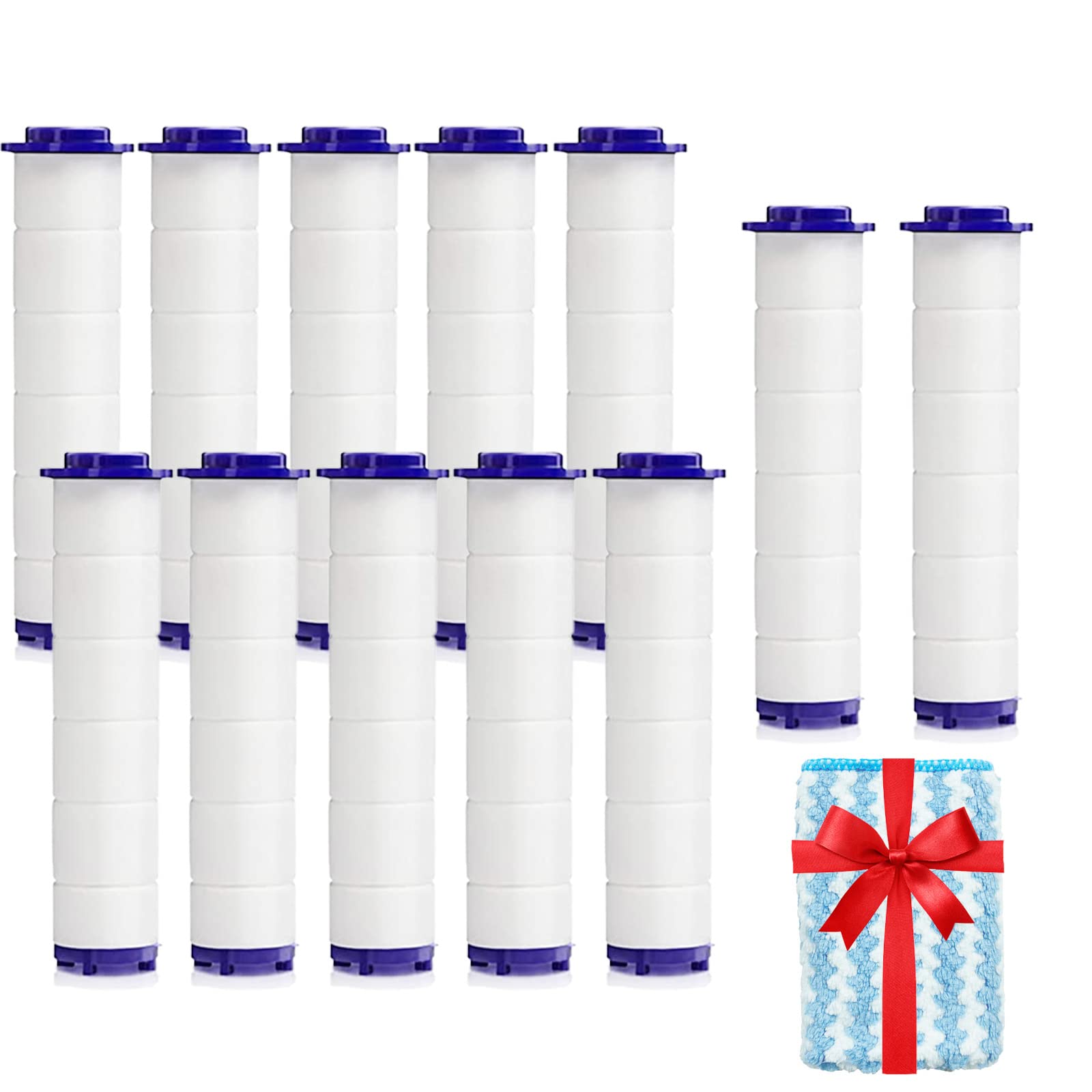 12-Pack Replacement PP Cotton Filters for Hydro Jet & Vortex Shower Heads - High Pressure Handheld Turbo Fan Shower Filters with Free Cleaning Towel - Perfect for Bathroom Renovation & Water Pressure Maintenance