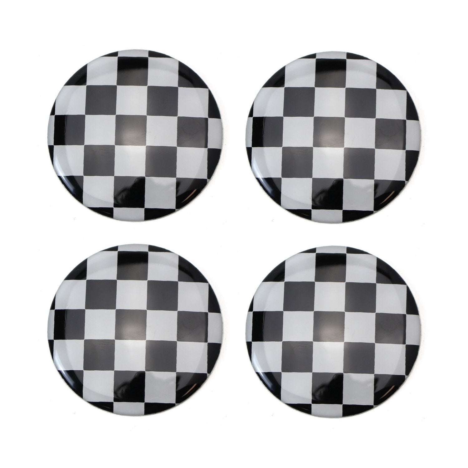 (4) Black & White Checker Wheel Center Cap Covers for MINI Cooper - Stylish Hub Caps for Rims - Perfect for Custom Car Accessories & MINI Cooper Enthusiasts