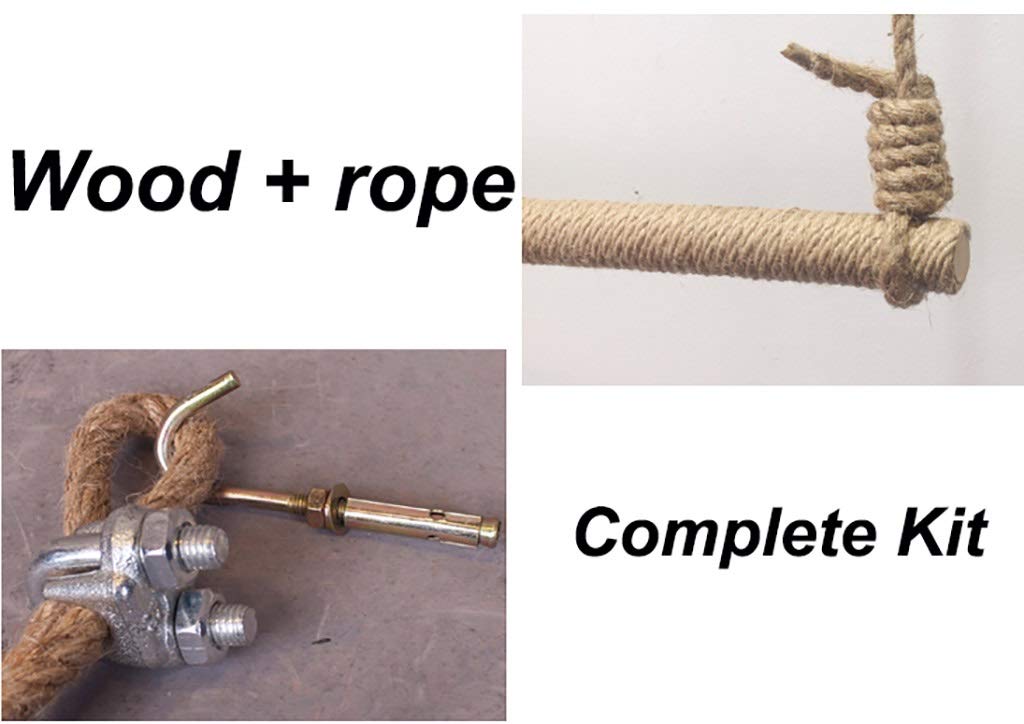Wooden Wall-Mounted Clothes Rail with Hemp Rope - 100cm Clothing Display Garment Rack for Stores, Boutiques & Home Organization - Perfect for Retail Displays, Bedroom Storage & Space-Saving Solutions