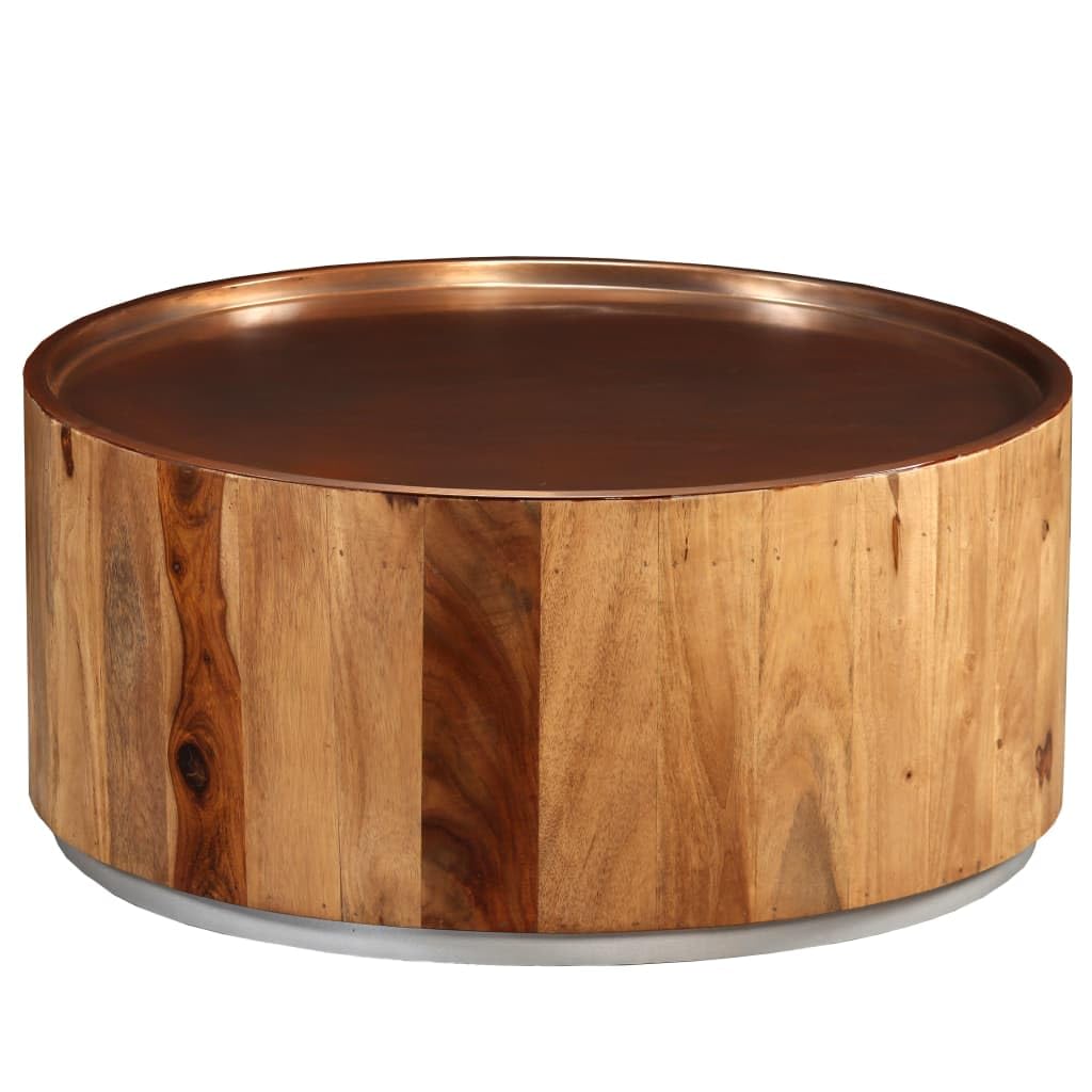 Solid Sheesham Wood and Steel Coffee Table - 26.8