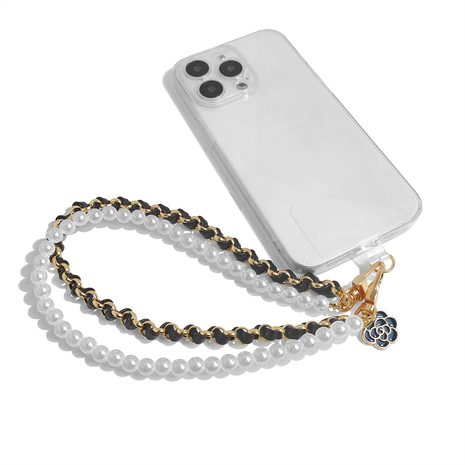 Anti-Loss Phone Wrist Strap with Pearl Beads - Double Chain Phone Lanyard for Smartphones, Wallets & Cameras | Perfect for Travel, Shopping & Outdoor Activities