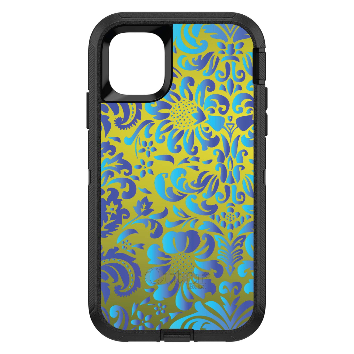 DistinctInk iPhone 11 Pro MAX Case (6.5 Inch) - Durable Protective Phone Cover with Floral Pattern (Green/Blue/Teal) - Shockproof Slim Design for Everyday Use, Travel & Outdoor Activities