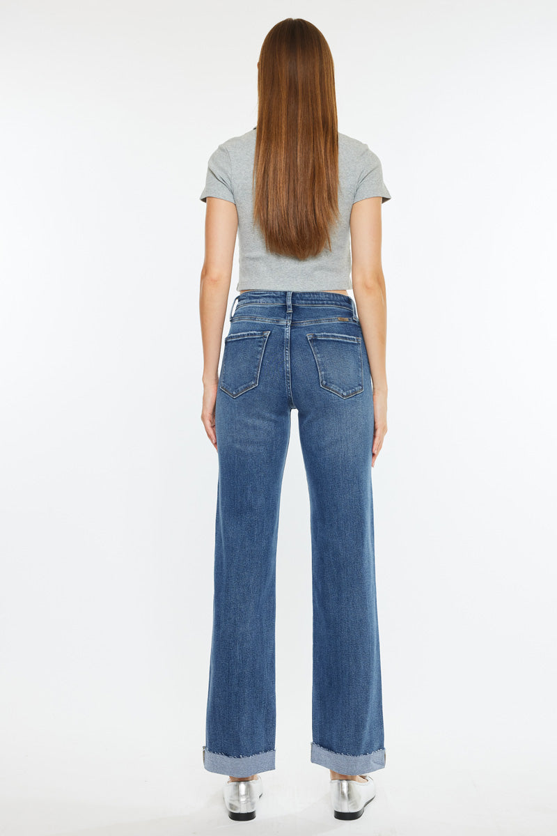 Trinity Essentials High Rise True Straight Jeans for Women - Comfortable Stretch Denim Pants for Casual Wear, Office & Everyday Outfits