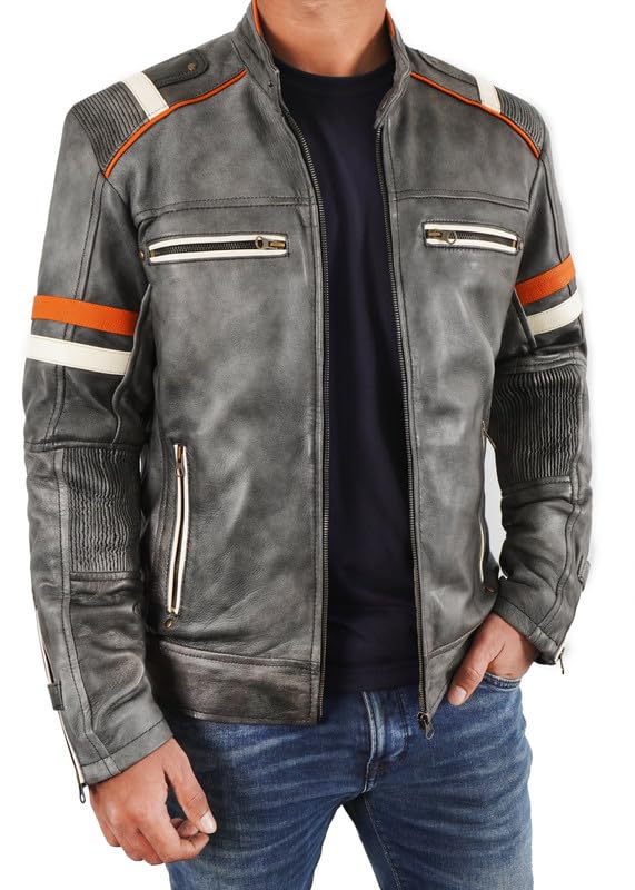 Men's Black Real Lambskin Leather Motorcycle Jacket - Premium Biker Jacket for Men - Perfect for Riding, Casual Wear & Outdoor Adventures