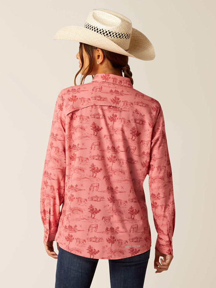 Ariat Women's VentTEK Stretch Shirt - Faded Rose Toile Print - Moisture-Wicking & Breathable Performance Top for Riding, Hiking & Outdoor Activities