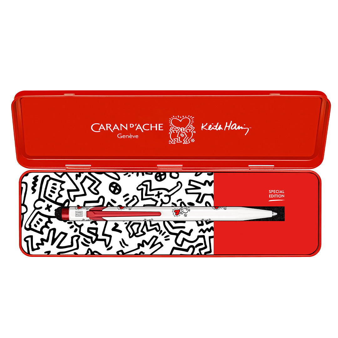 Caran d'Ache 849 Ballpoint Pen - Keith Haring Special Edition White - Premium Swiss Writing Instrument for Collectors & Artists - Perfect for Office, Gift Giving & Art Enthusiasts