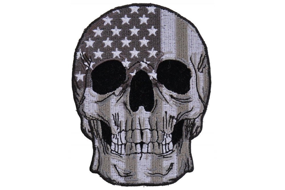 Patriotic American Flag Skull Patch - Small Iron-On Embroidered Badge for Jackets, Hats & Bags | Perfect for Bikers, Military & Patriotic Events