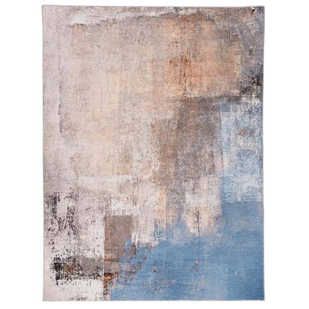Linon Washable Keller Polyester 5'x7' Area Rug in Beige - Soft Non-Slip Living Room Rug for Bedroom, Dorm & Home Decor